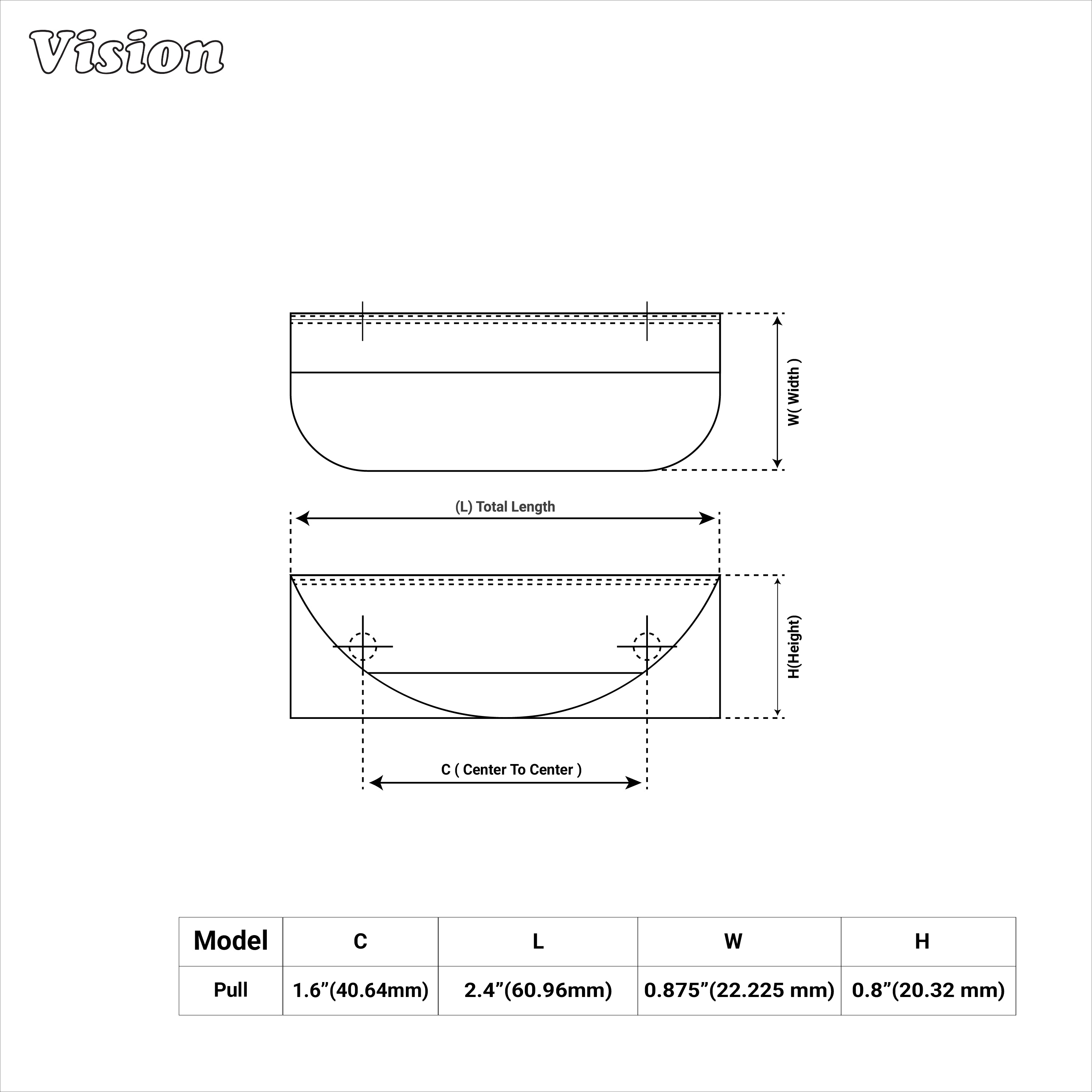 Cabinet handle in Gold finish showing a smooth curved plain design with round edges for kitchen drawers