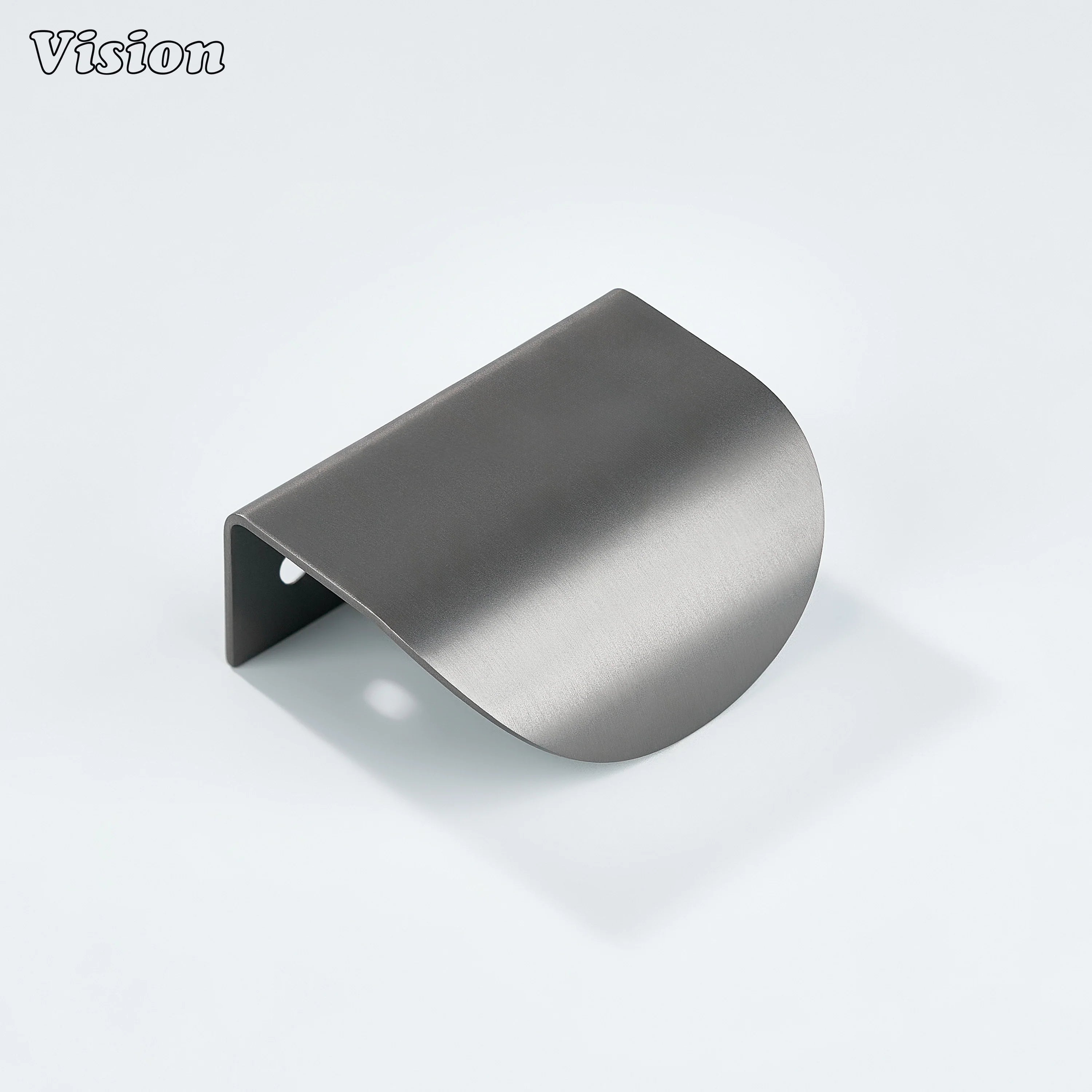 Plain curve cabinet pull in gunmetal finish with smooth round edges, solid brass body for modern cabinets.