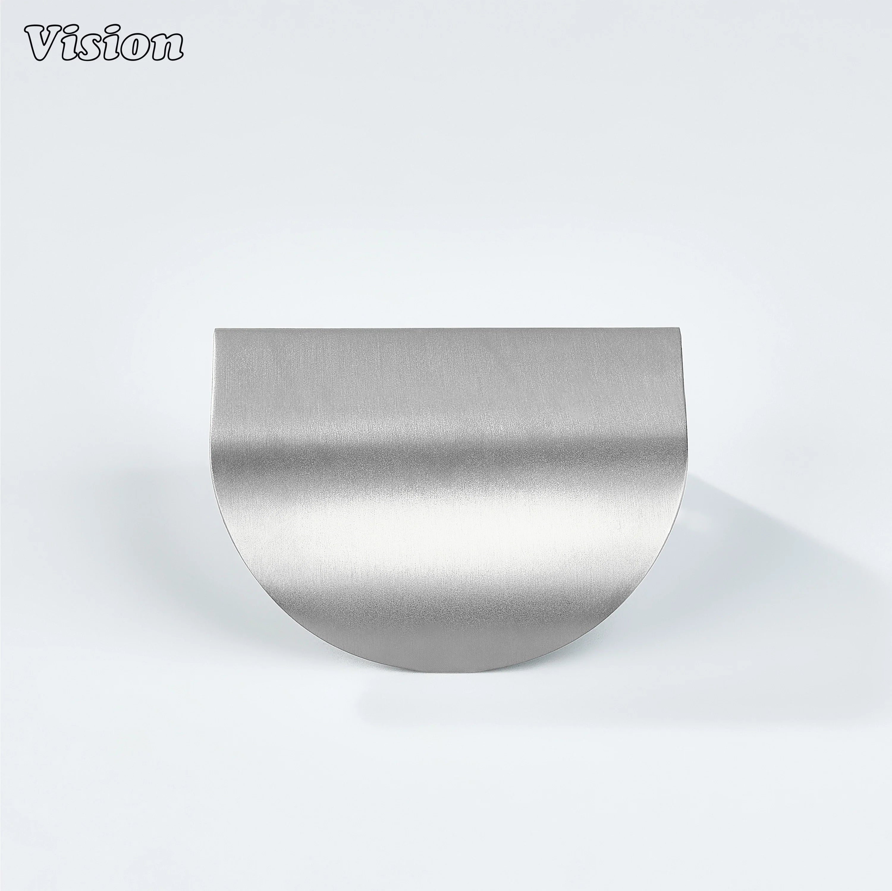 Plain curve brass cabinet pull in silver with soft curved edges, suited for kitchen cabinets.