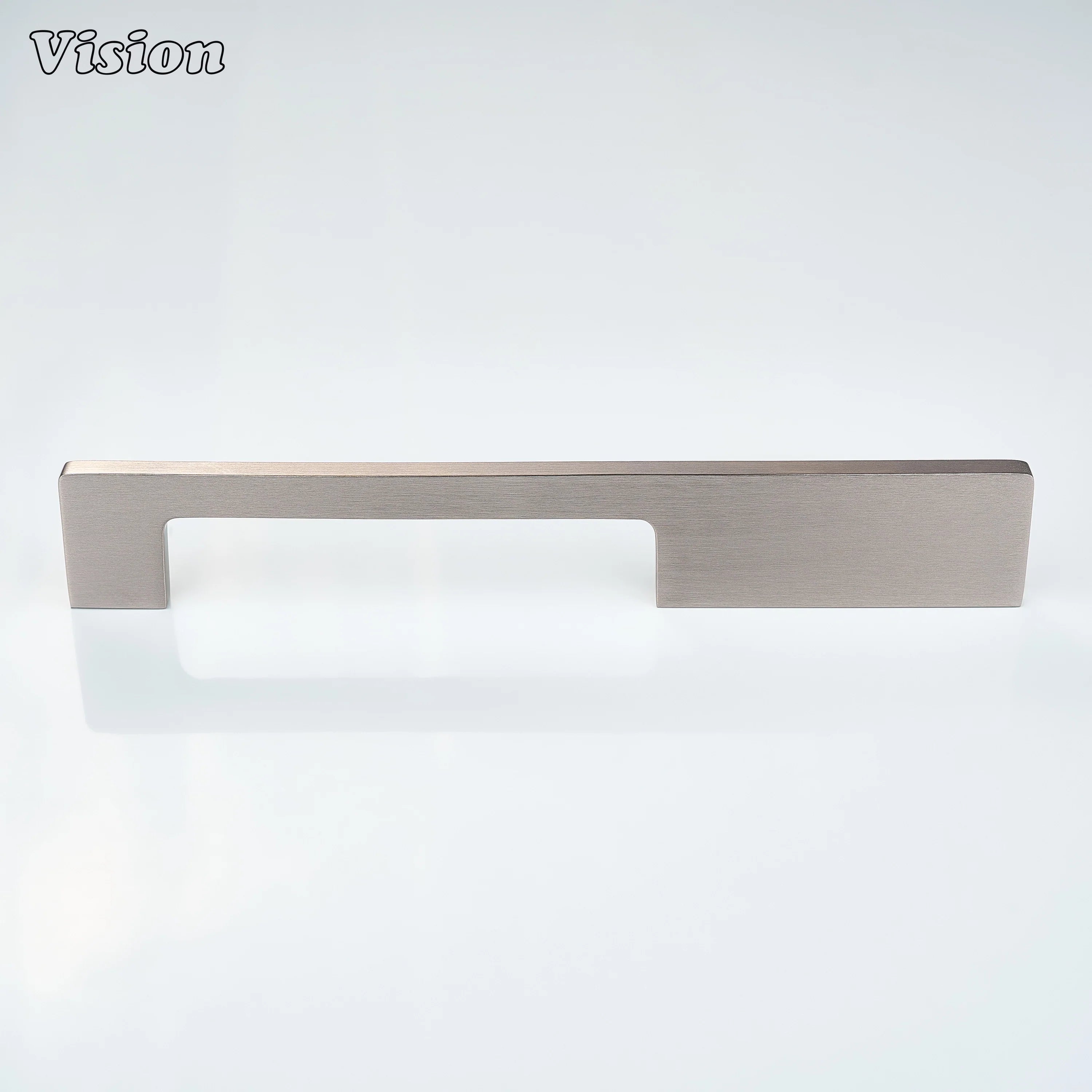 Slim Silver bar cabinet handle installed on kitchen drawers