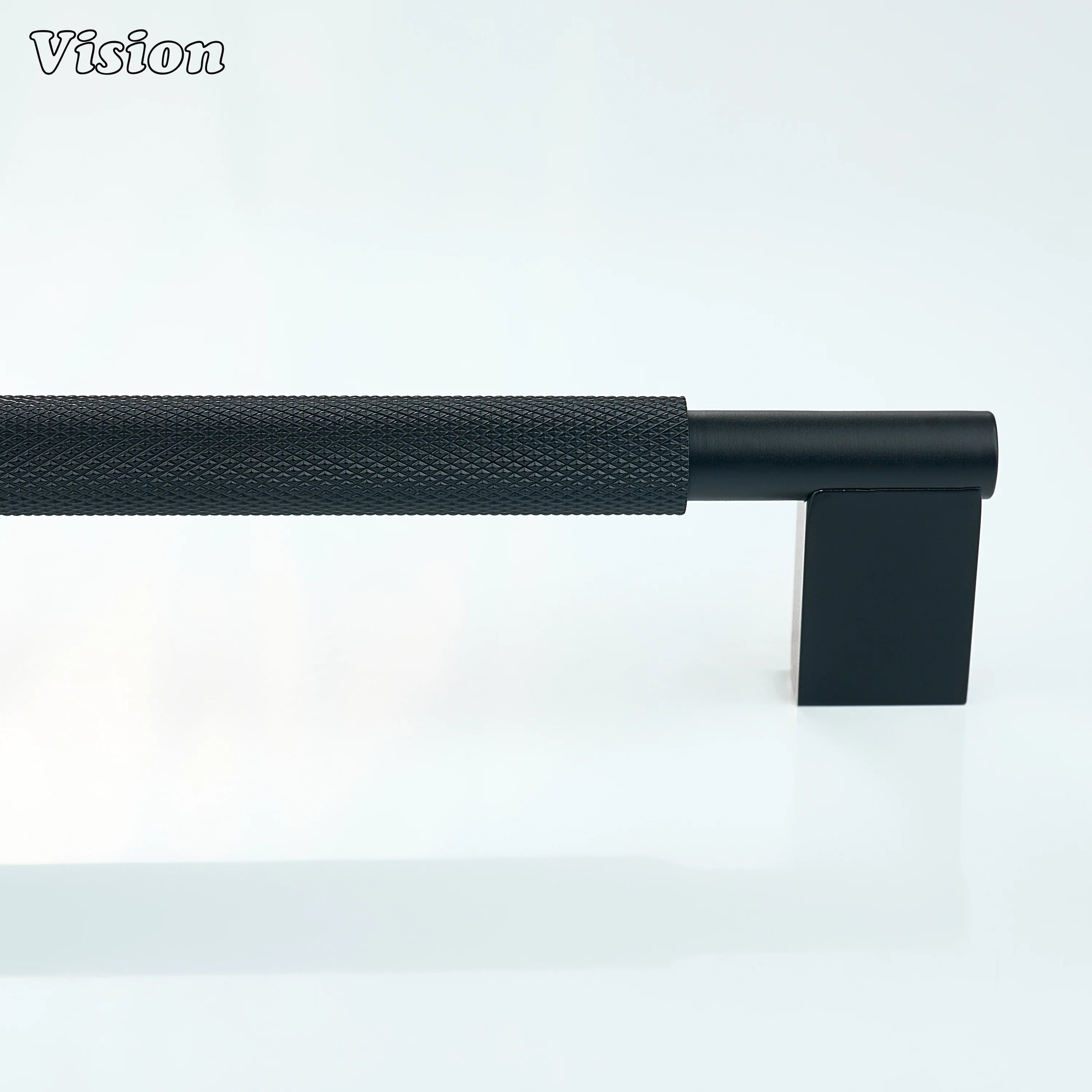Black textured bar handle for cabinets, drawers, and furniture