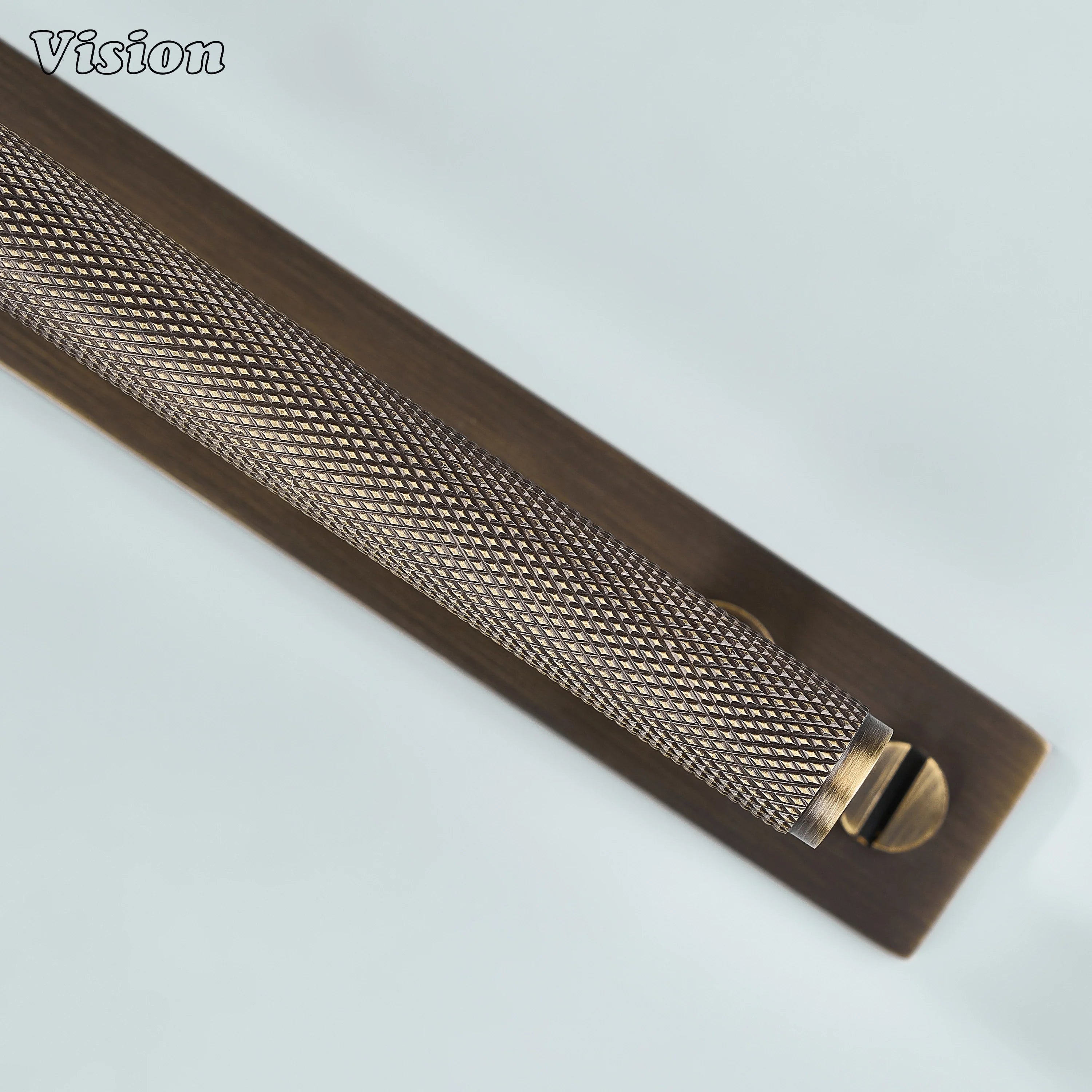 Knurled Antique Bronze cabinet handle highlighting textured grip