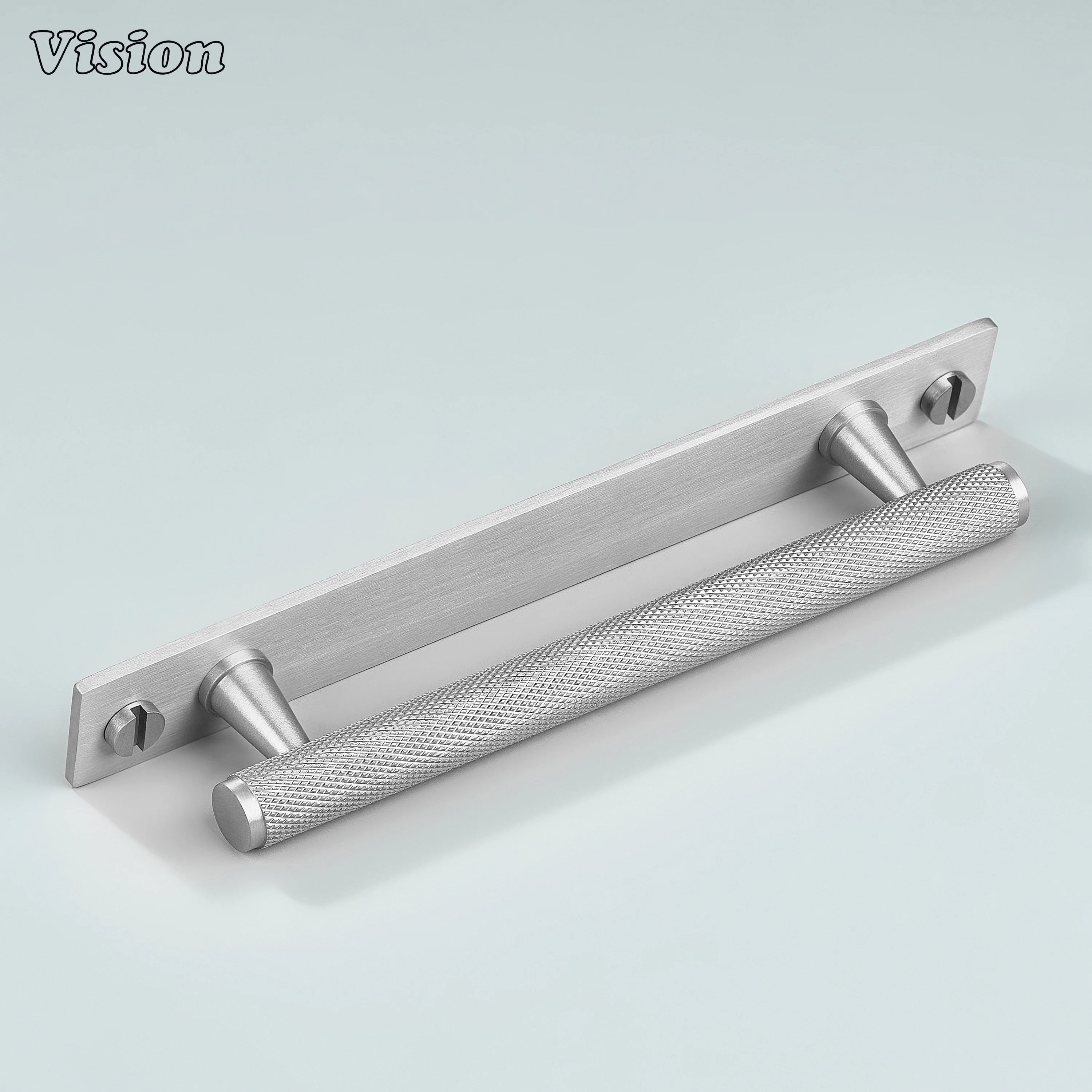 Knurled brass cabinet handle Silver for kitchen cabinetry