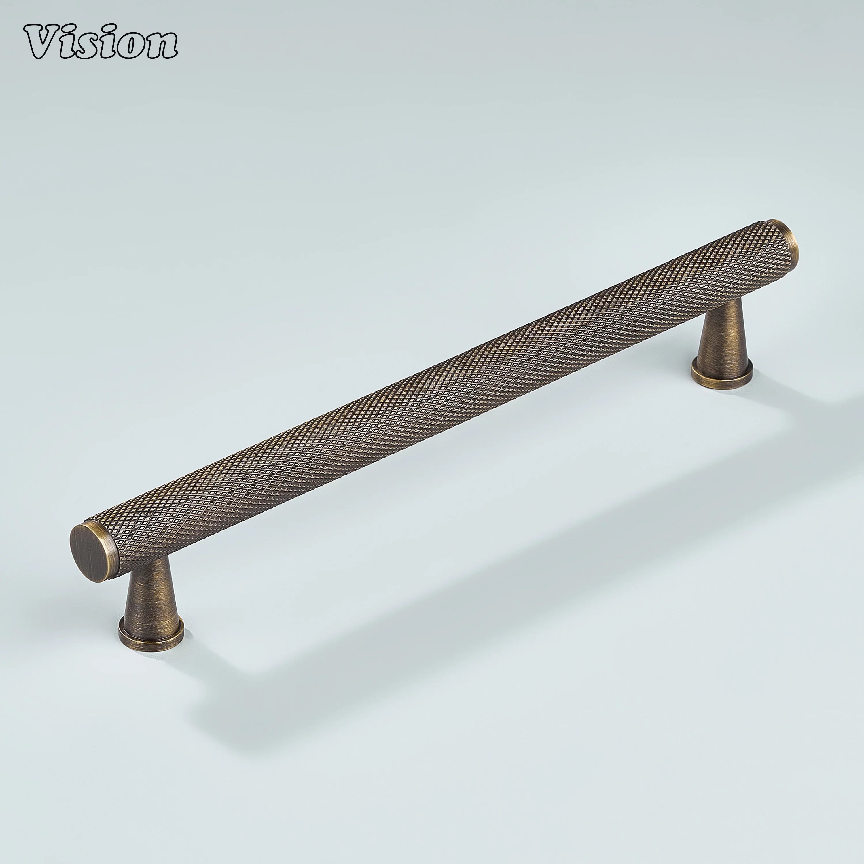 Antique bronze knurled handle used for closet cabinetry.