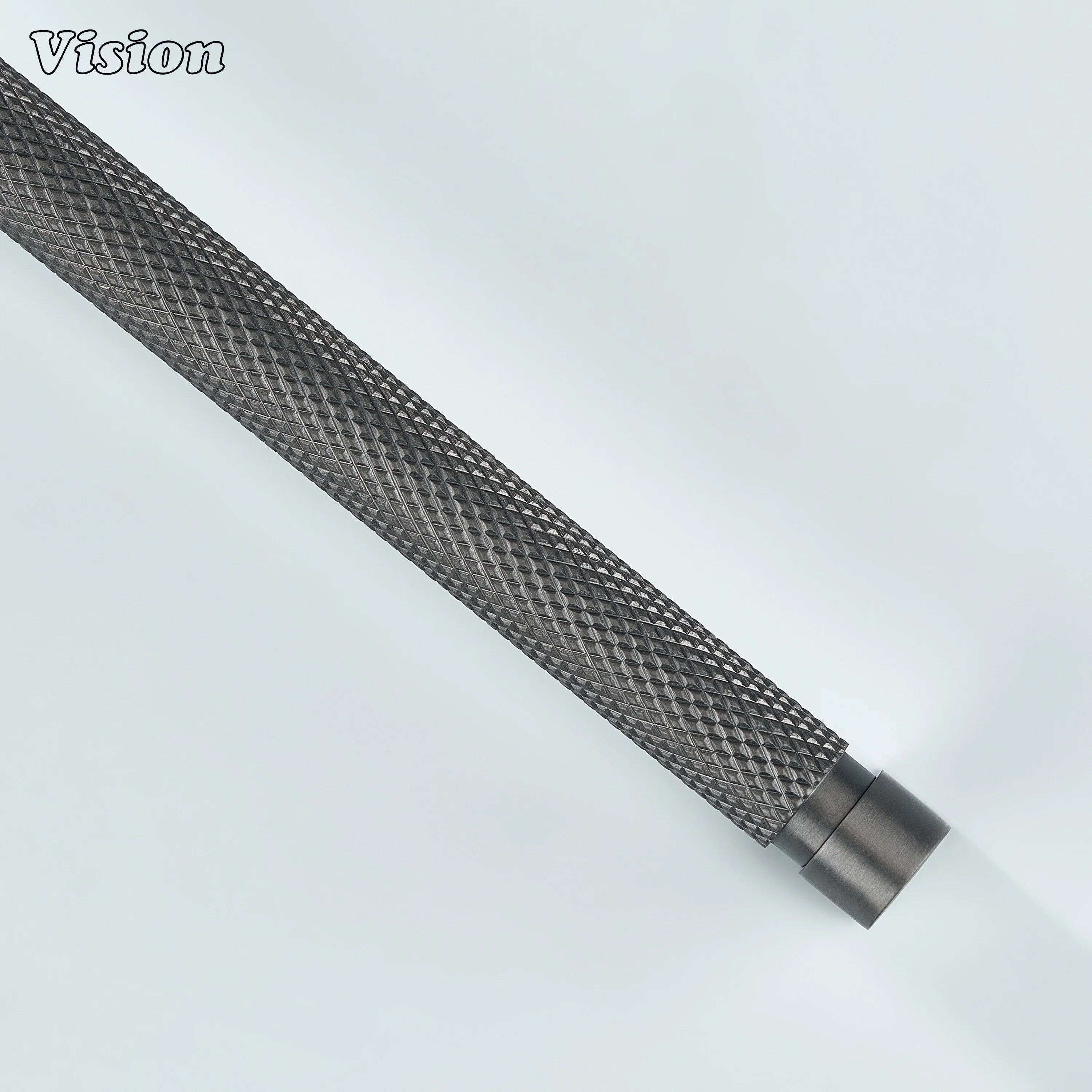 Gunmetal ripple knurled cabinet handle applied to furniture drawers.
