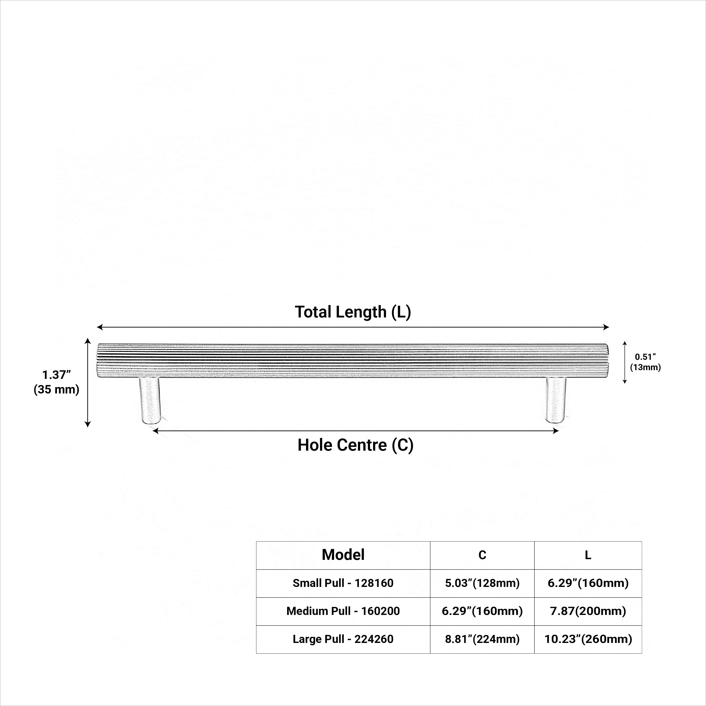 Gold linear knurled handle with cylindrical legs for contemporary cabinet upgrades.