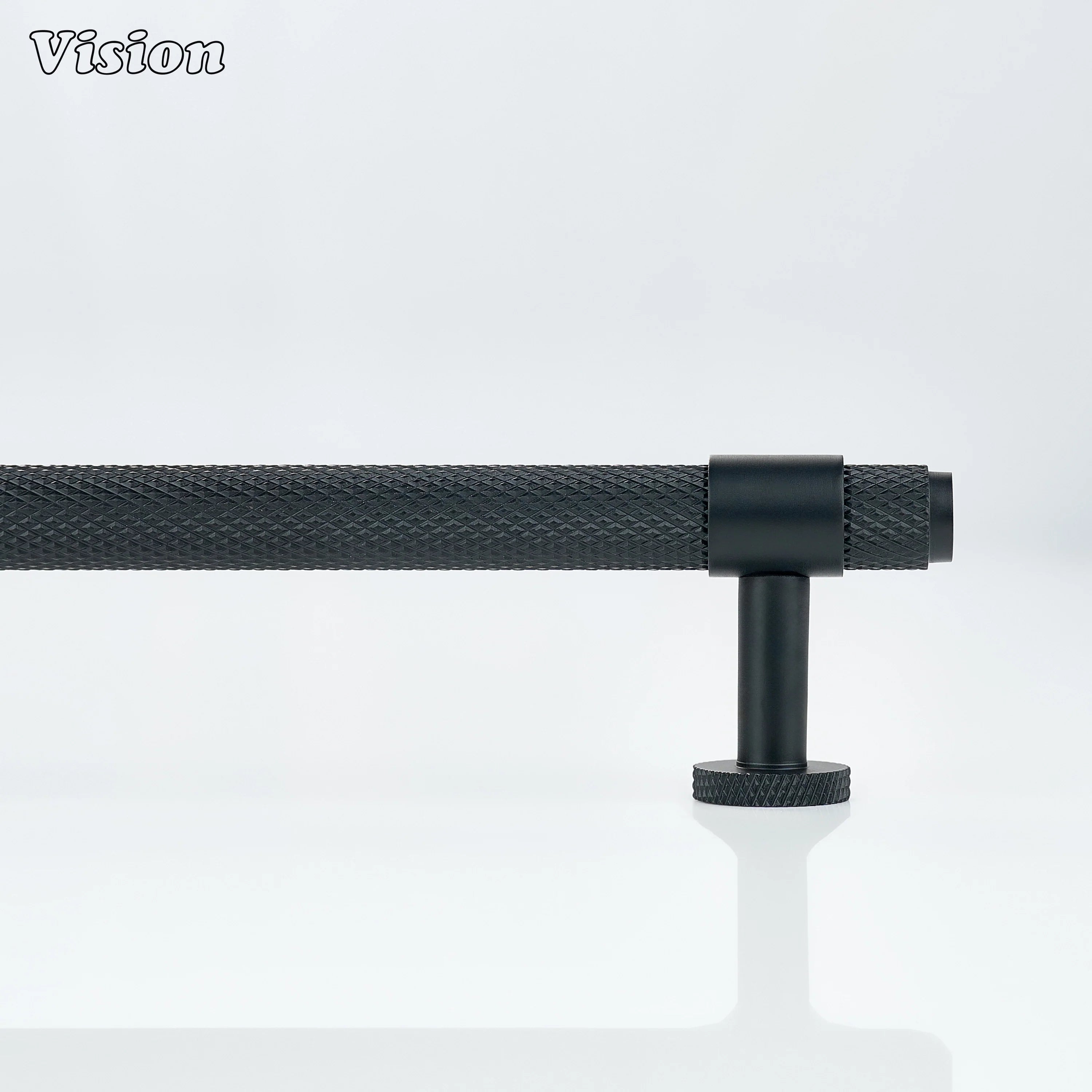 Decorative Black cabinet handle with grip texture for drawers