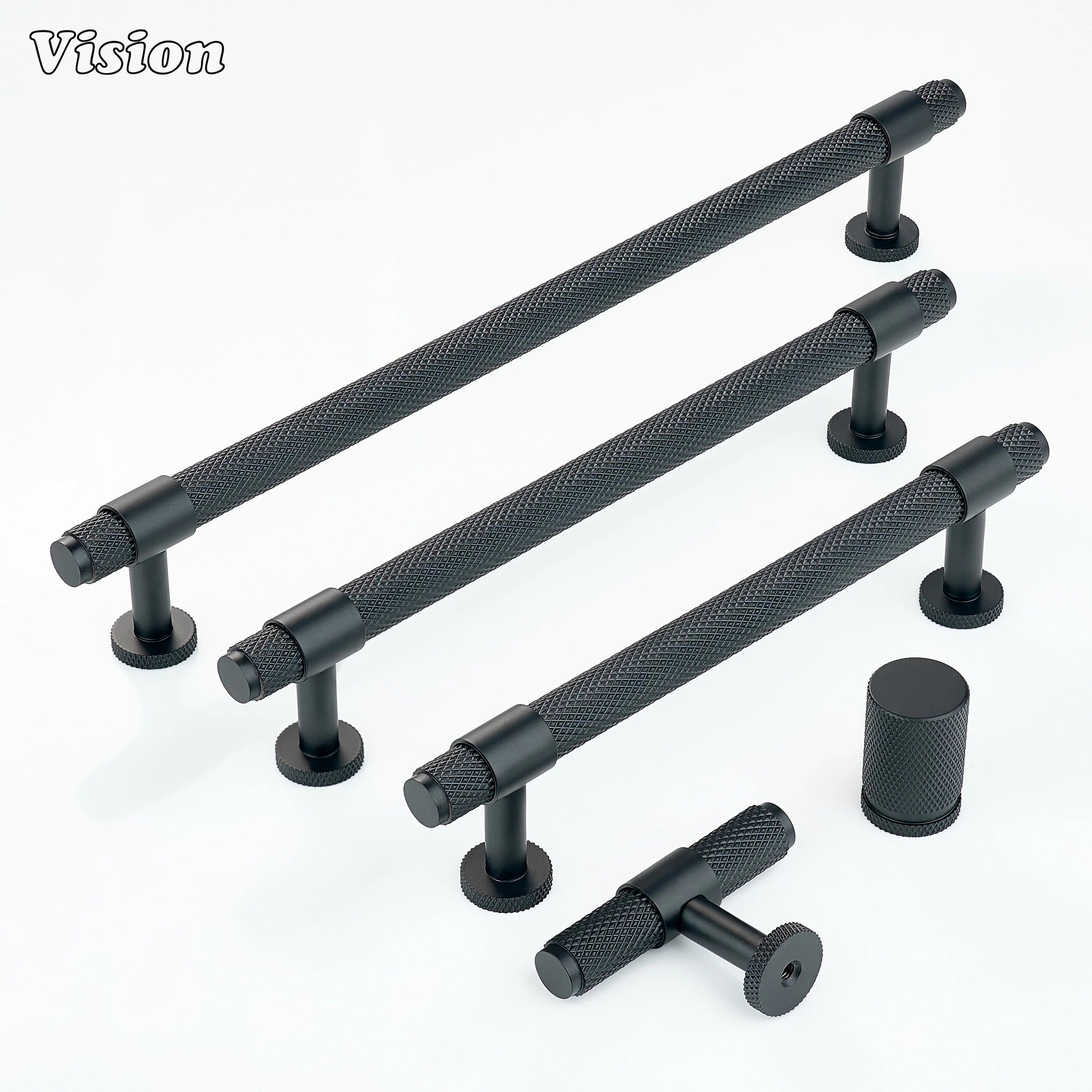 Knurled cabinet handle in Oil Rubbed Bronze with cylindrical bar for wardrobes