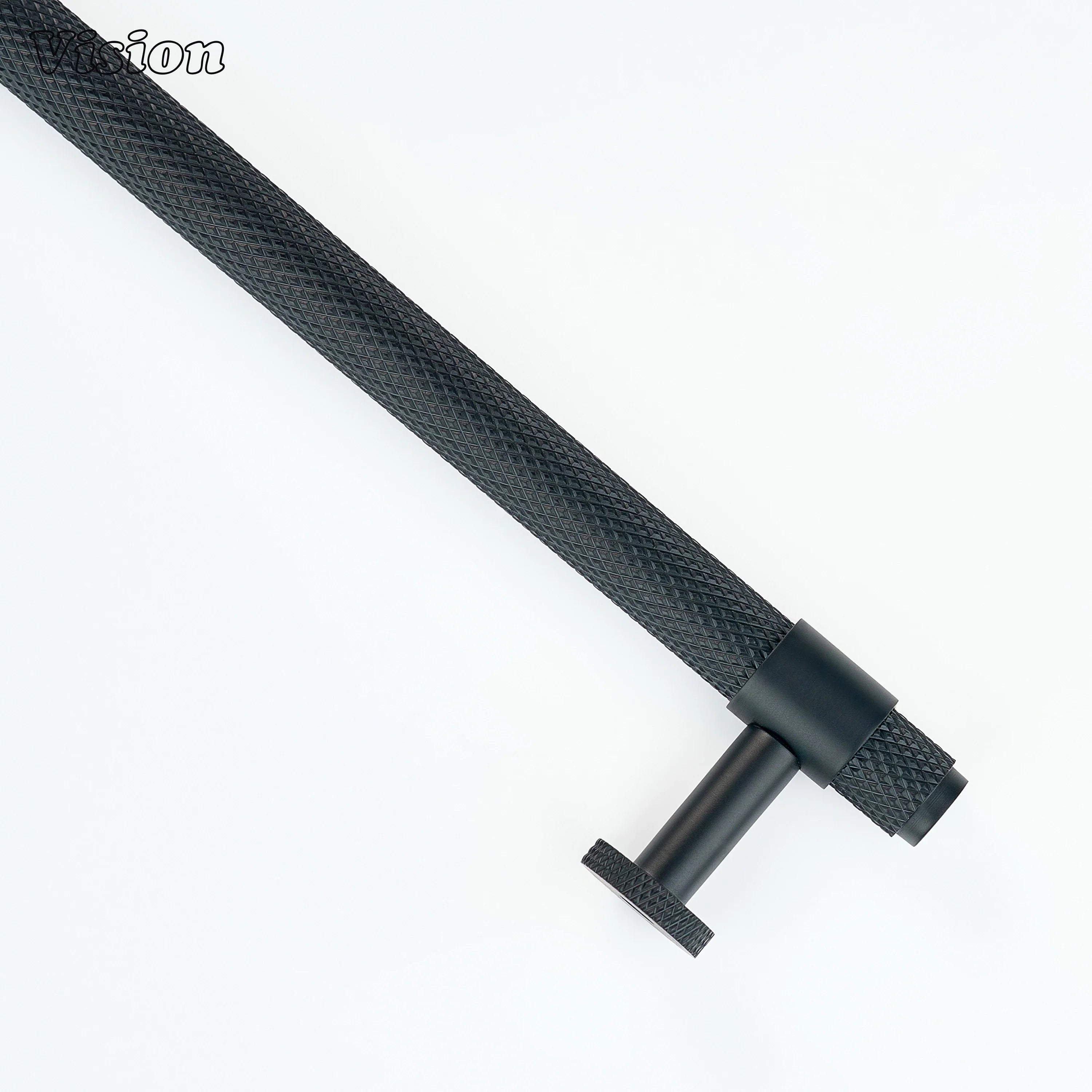 Modern Black cabinet handle with textured grip bar and posts