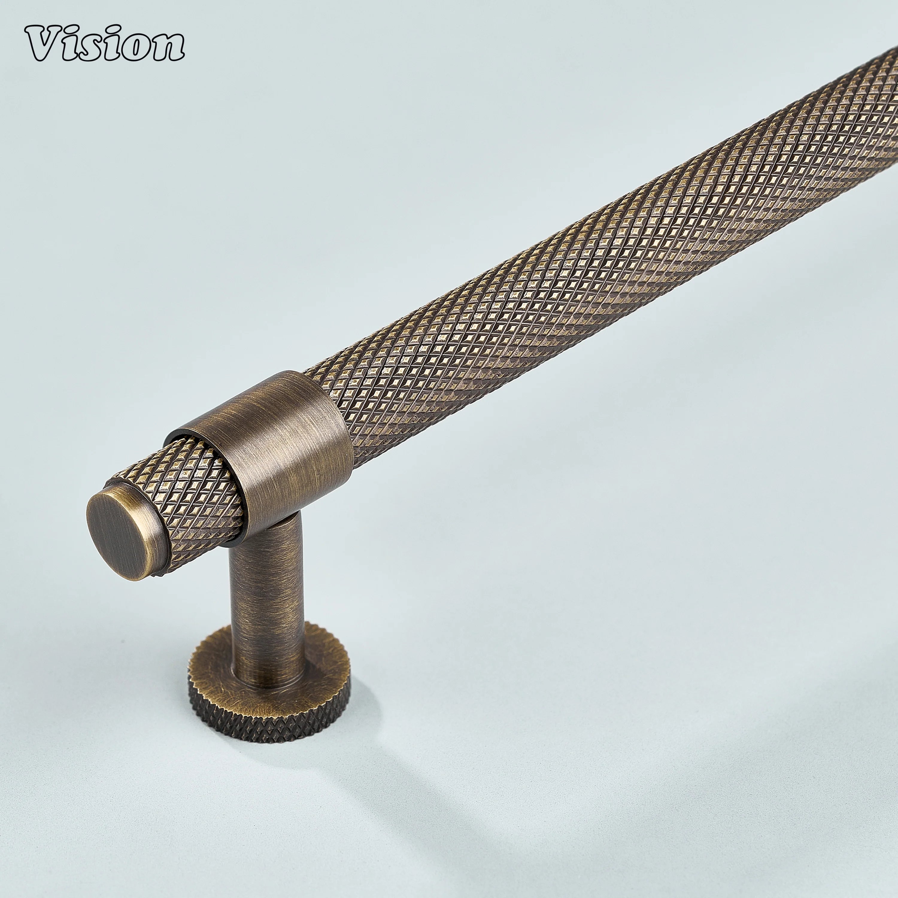 Modern antique bronze Azure knurled ringed handle used for kitchen cabinets.