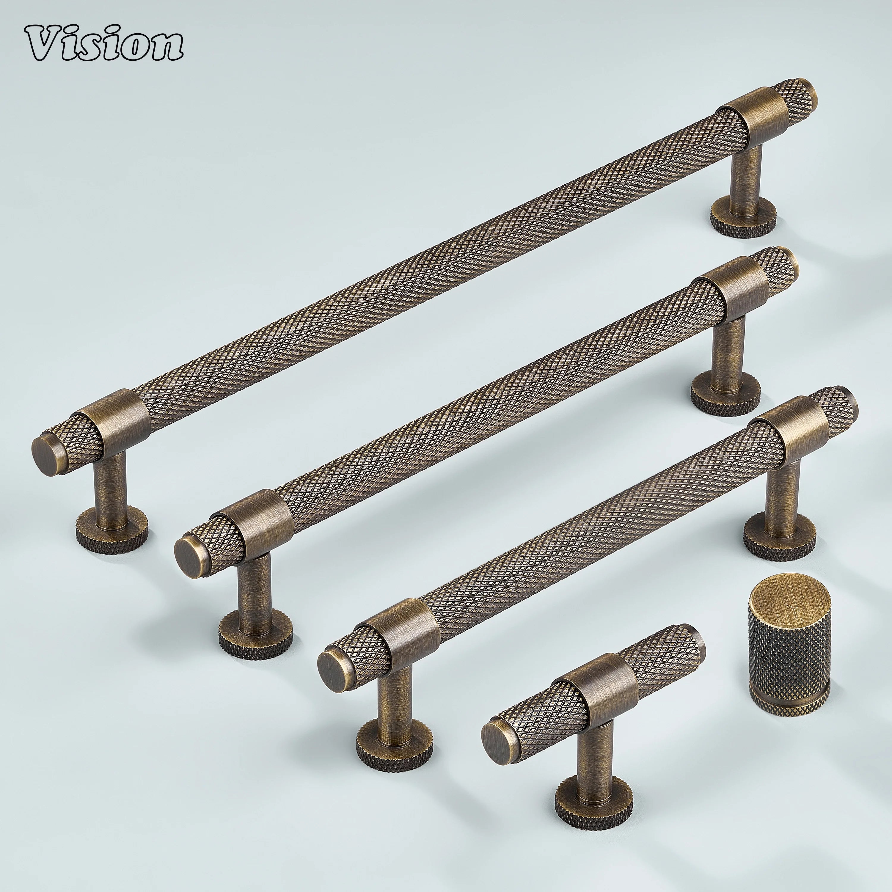 Modern antique bronze Azure knurled ringed handle used for wardrobe doors.