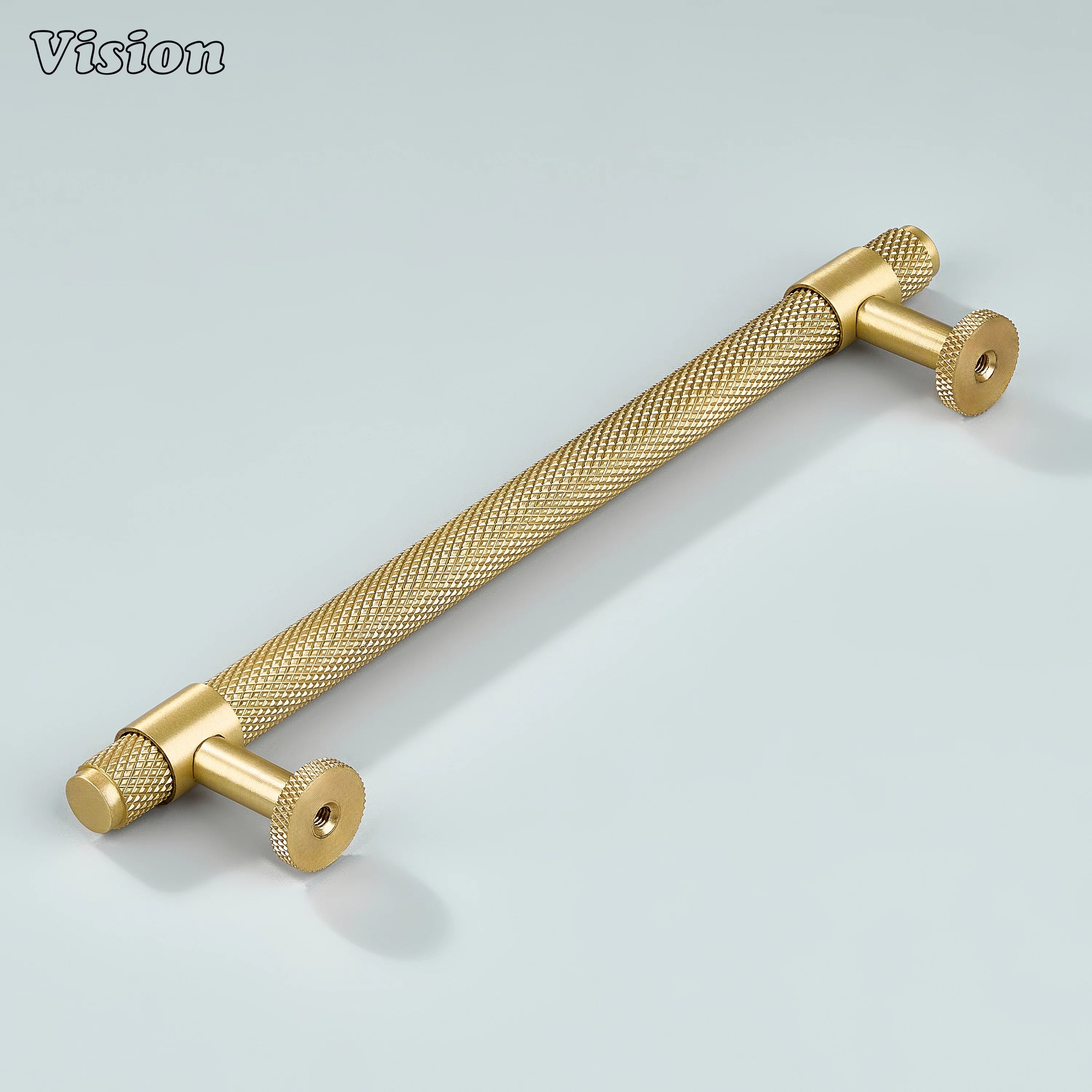 Modern gold Azure knurled ringed handle used for bathroom cabinets