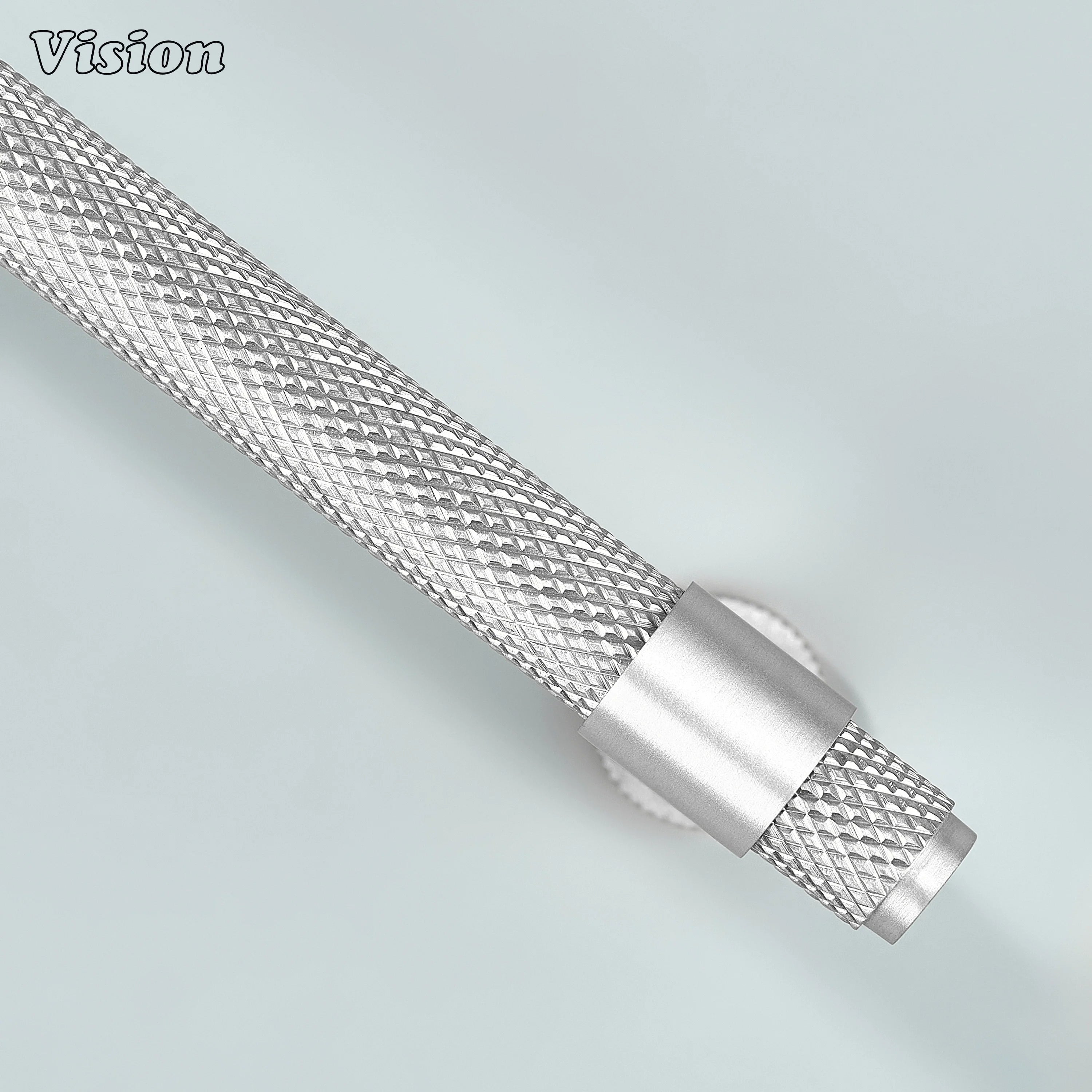 Modern silver Azure knurled ringed handle used for modular kitchen units