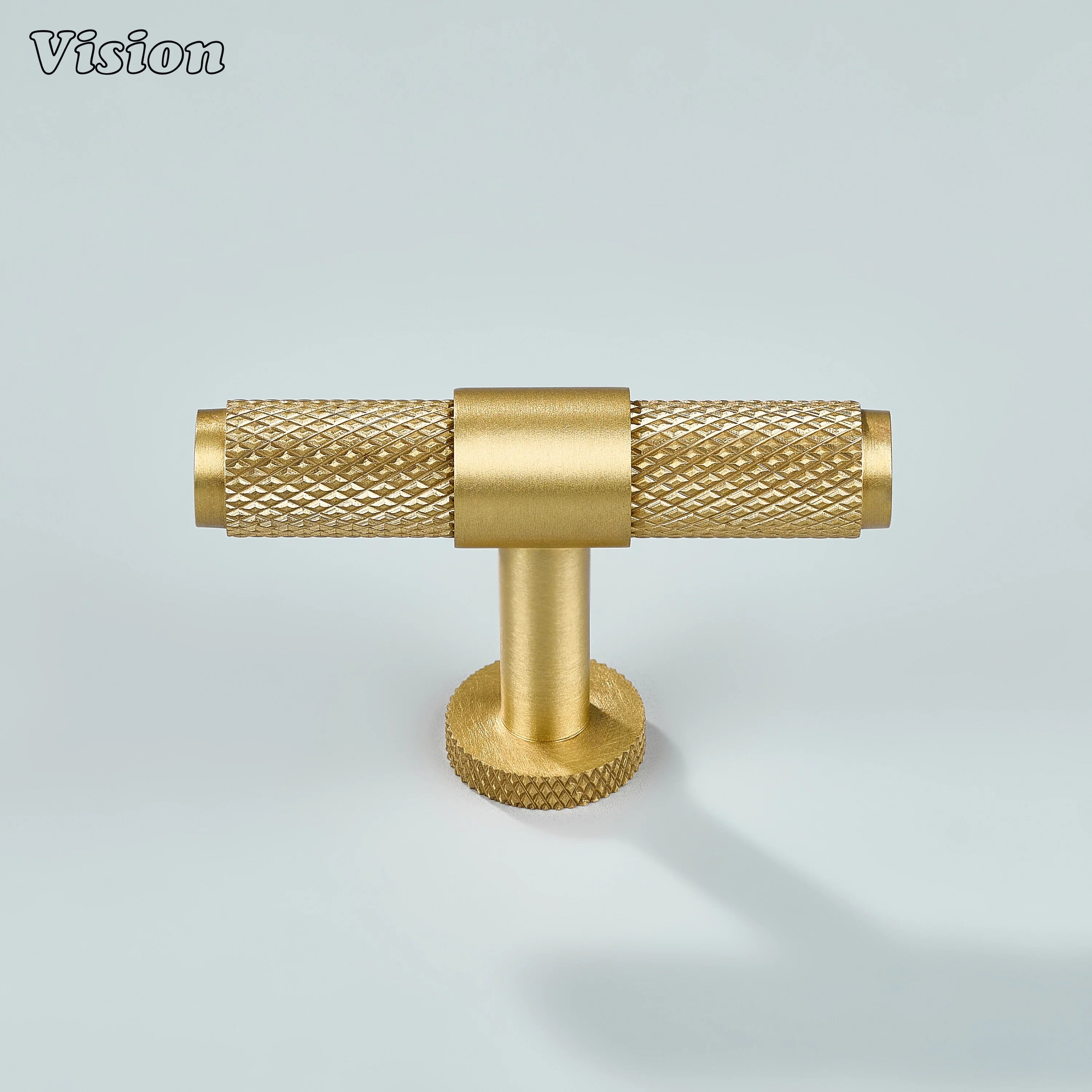 Gold Azure T-knob with brass body used for wardrobes.