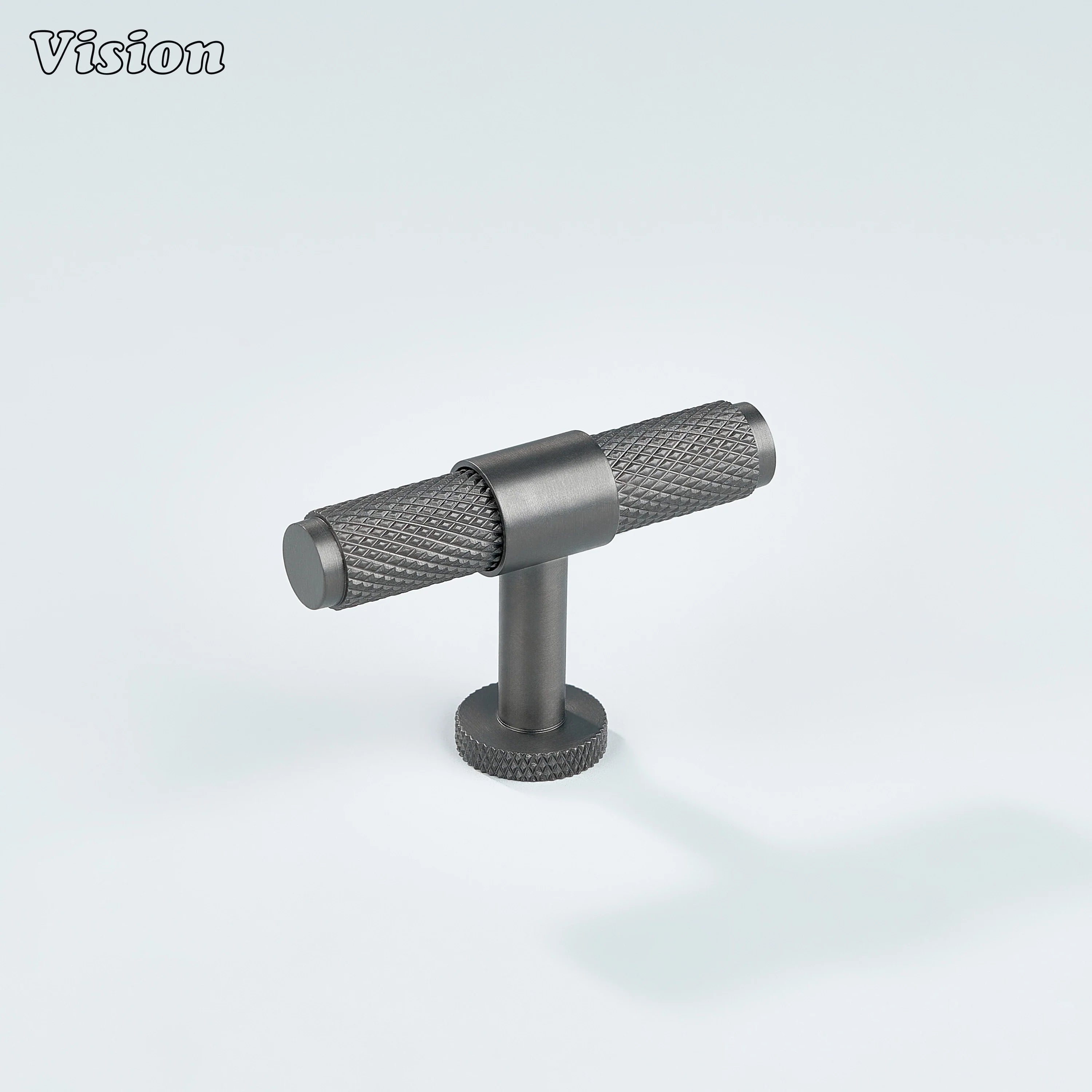 Modern gunmetal Azure knurled brass T-knob for kitchen cabinets