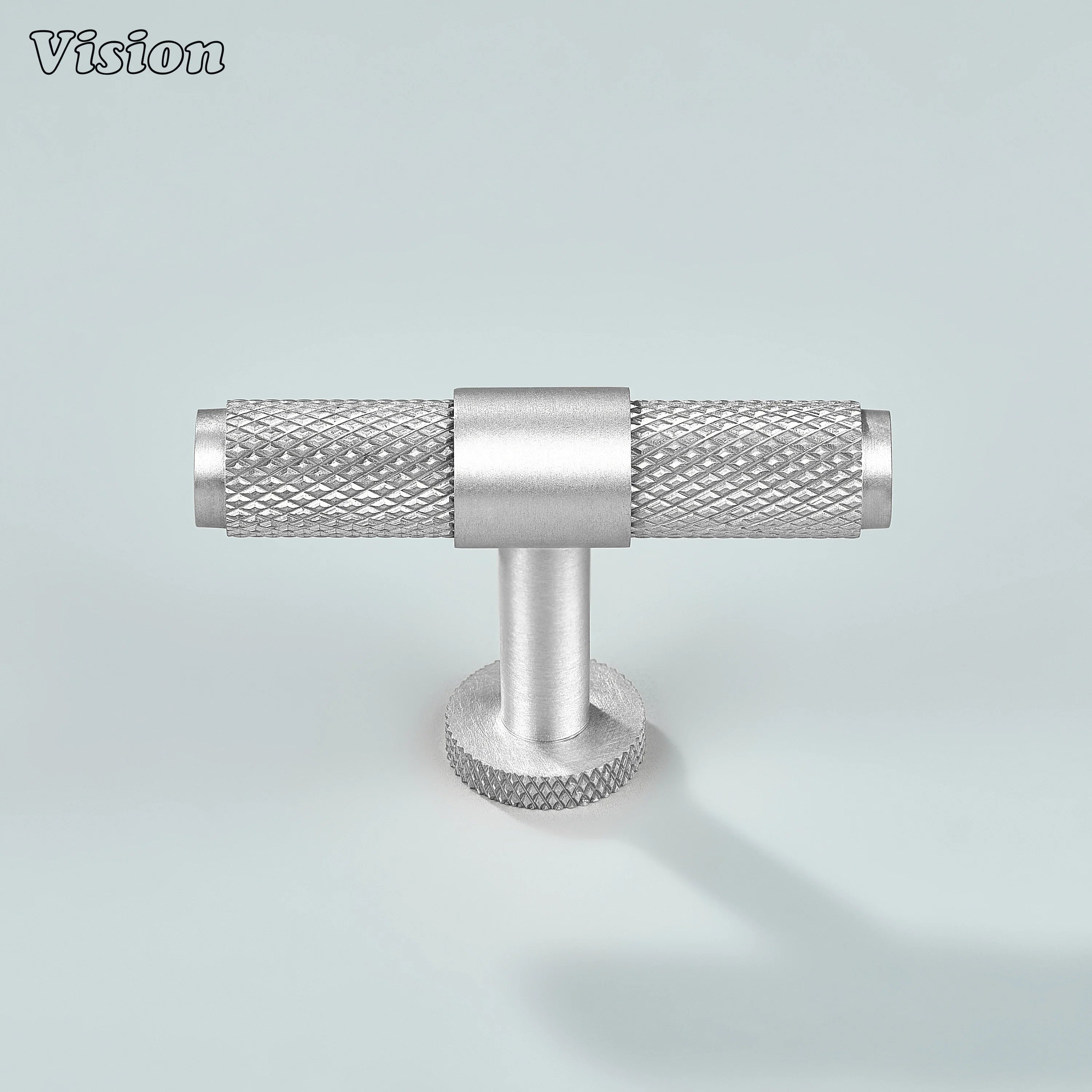 Silver Azure T-knob with brass body used for wardrobes.