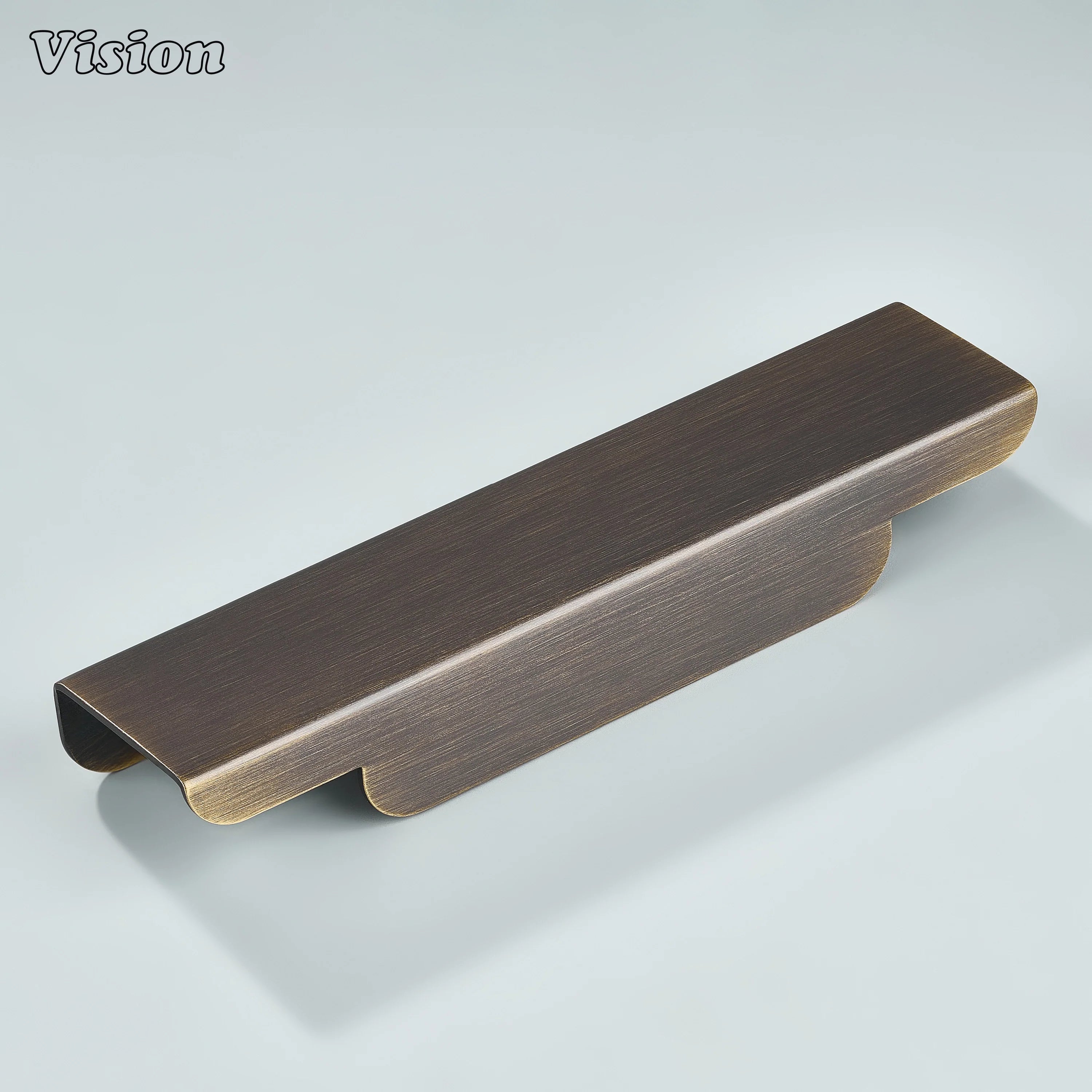 Antique Bronze cabinet handle plain profile lip pull for wardrobe doors