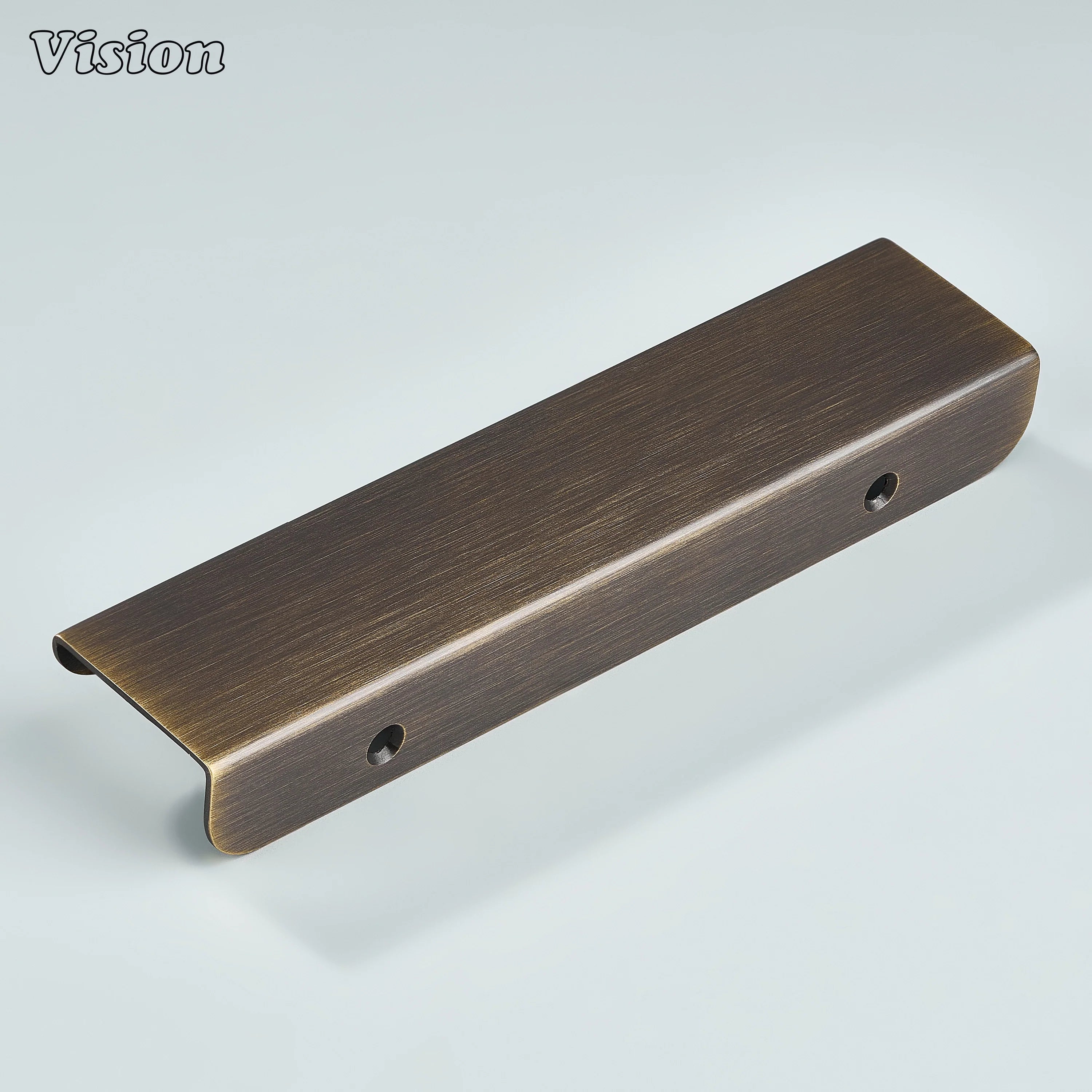 Antique Bronze cabinet handle flat brass lip pull for modular kitchens
