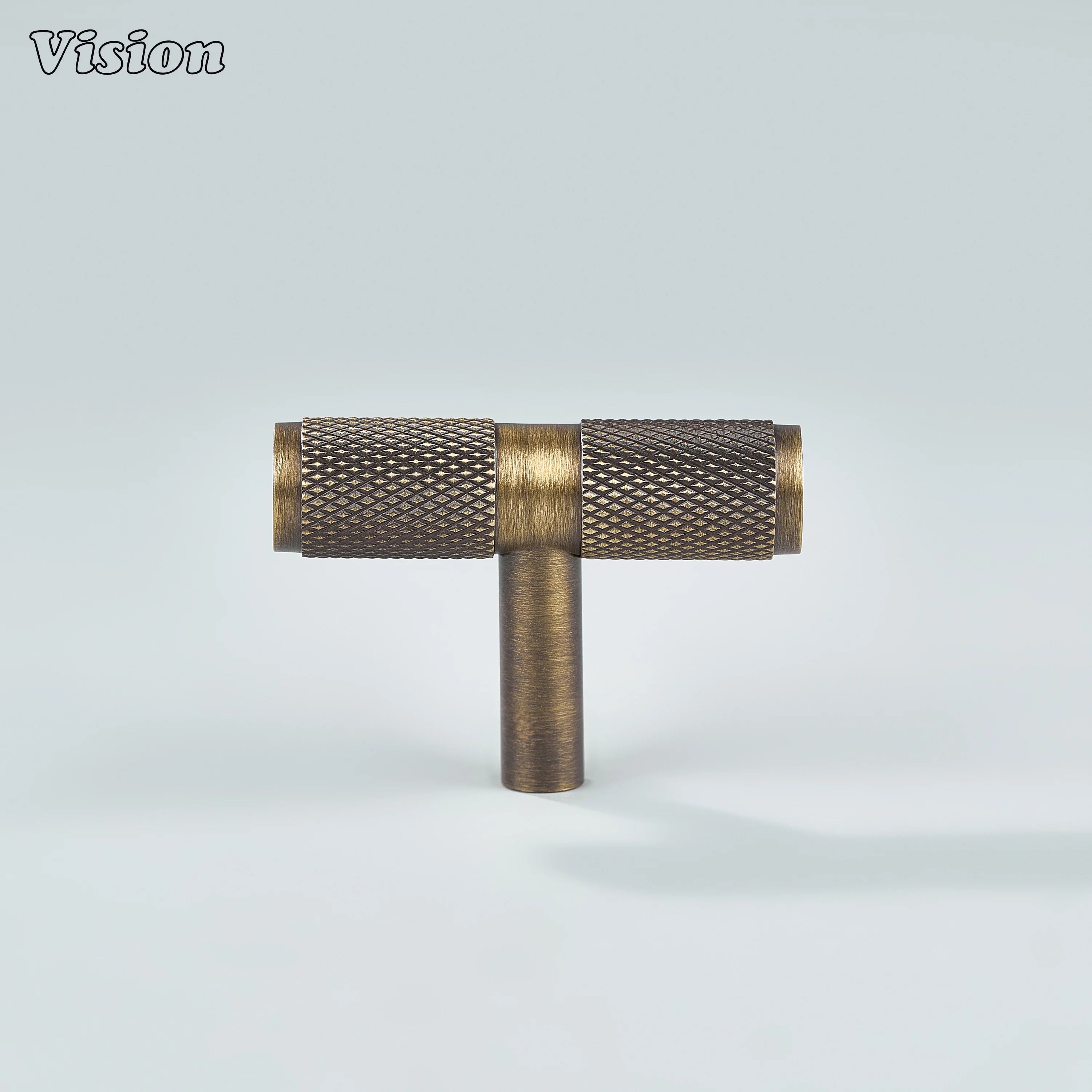 Antique Bronze knurled t-knob cabinet knob with cylinder leg for wardrobes