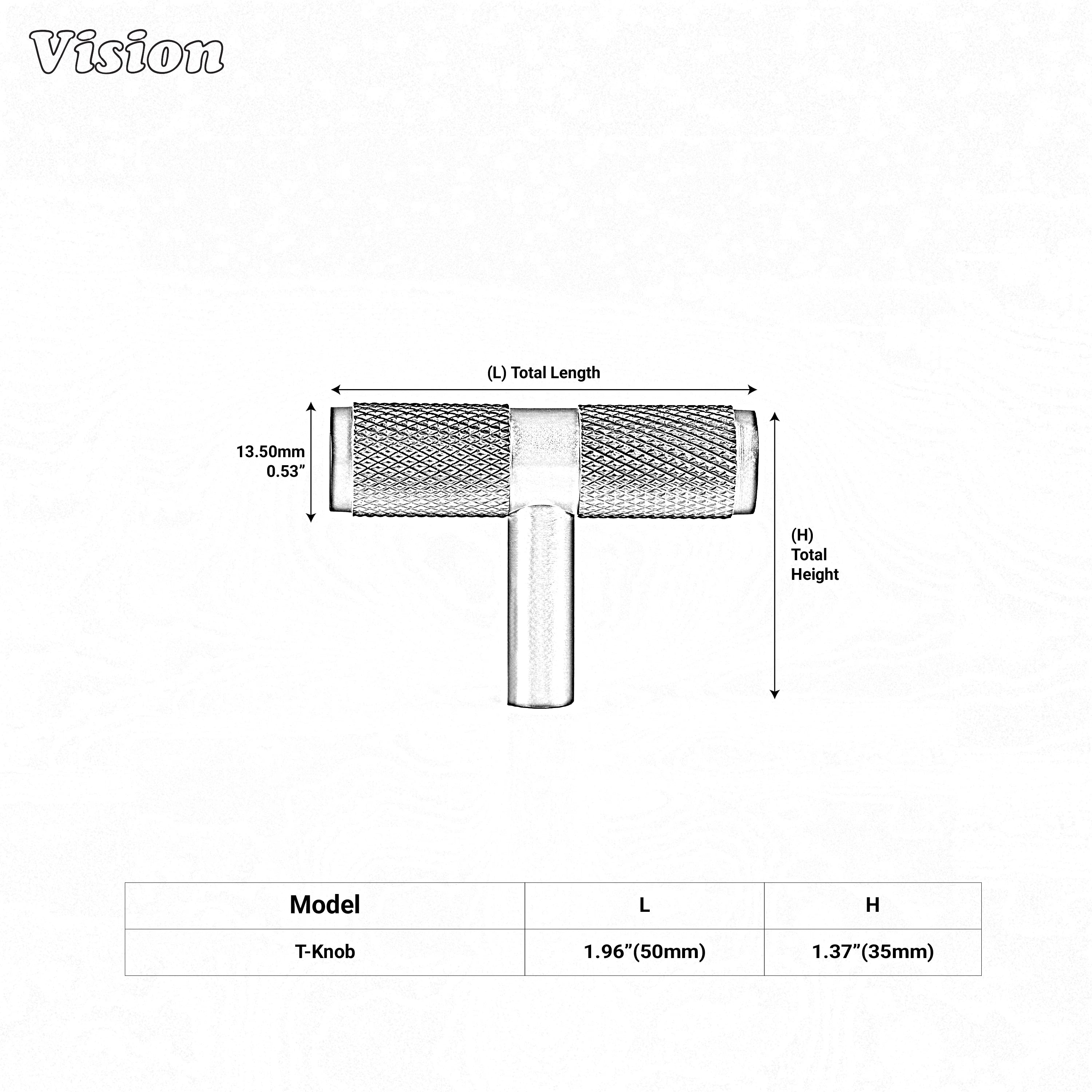 Premium Antique Bronze knurled cabinet t-knob bar profile for drawers
