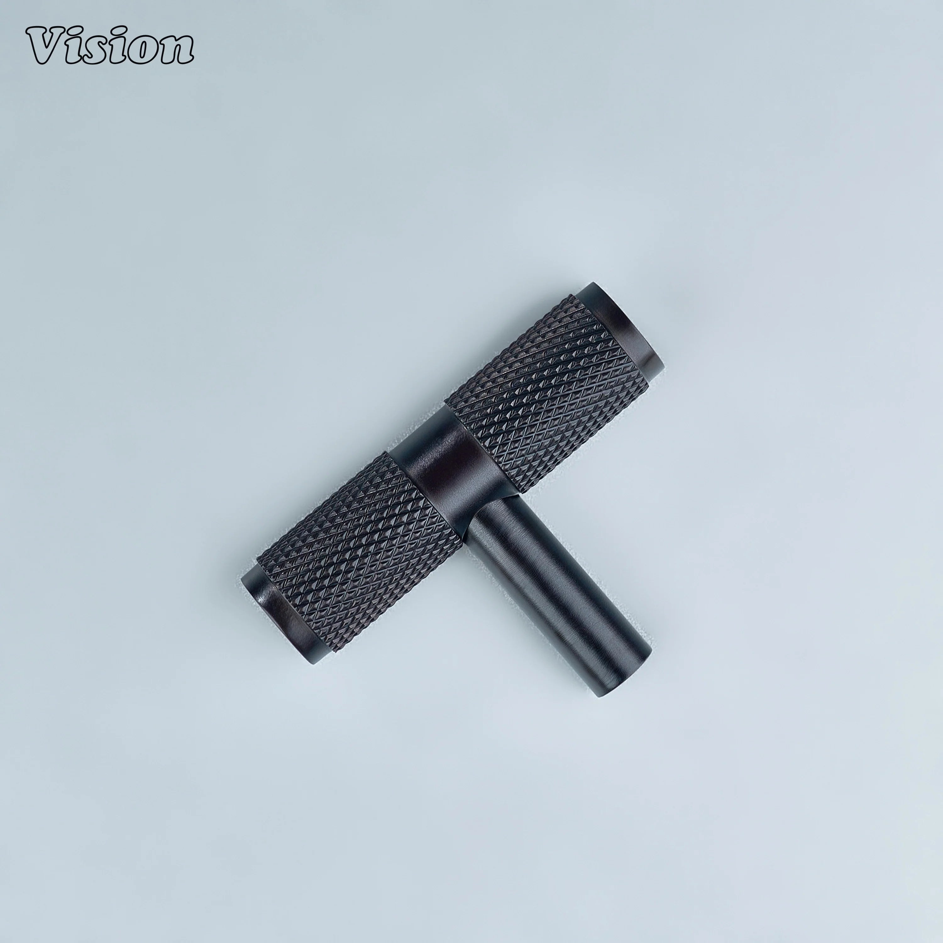 Cabinet t-knob Oil Rubbed Bronze with knurled bar grip and cylindrical leg