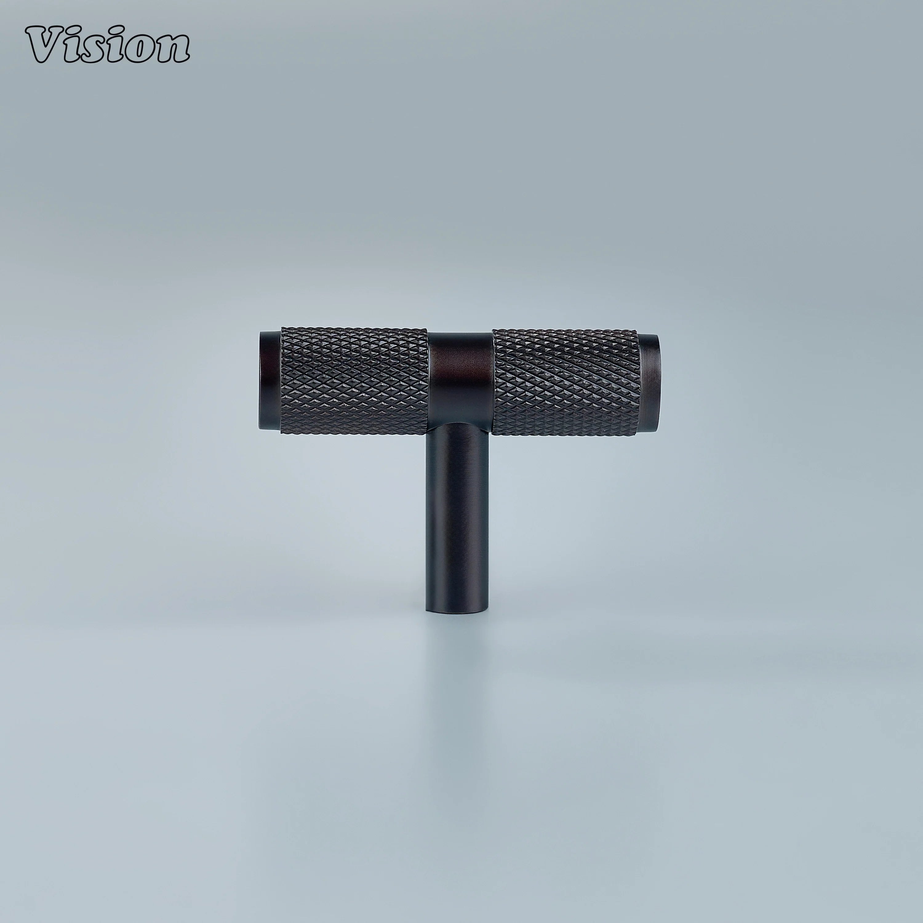 Oil Rubbed Bronze knurled t-knob cabinet knob with cylinder leg for drawers