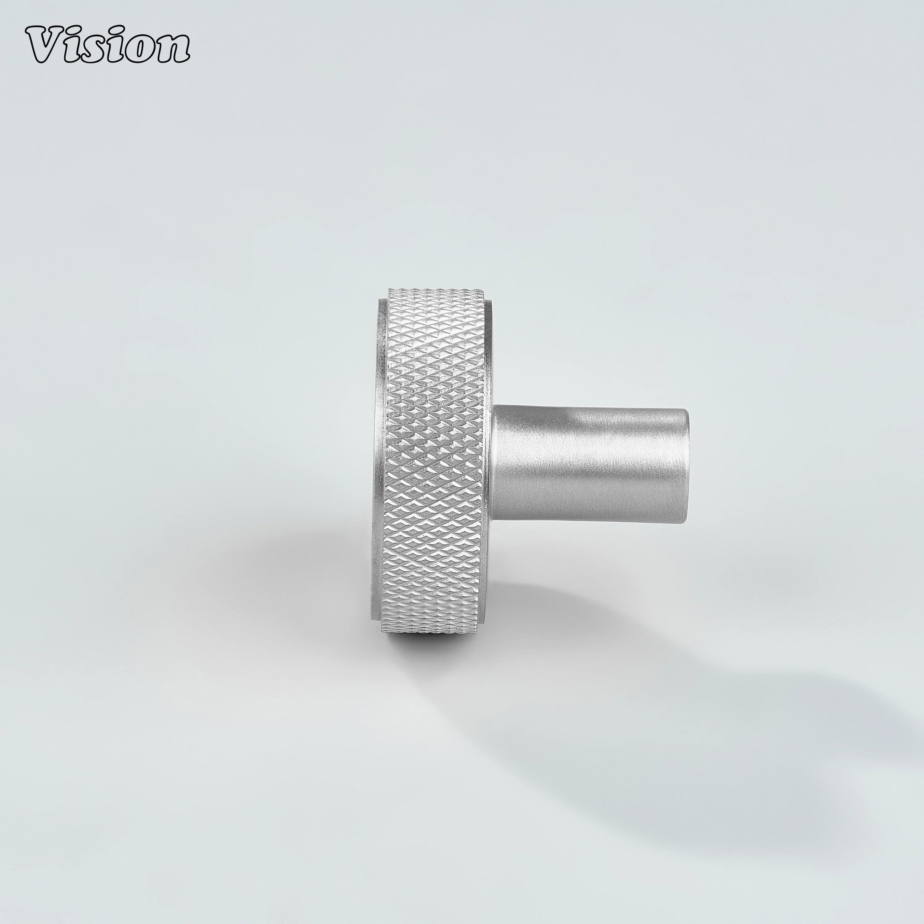 Knurled round cabinet knob in Silver finish for storage units
