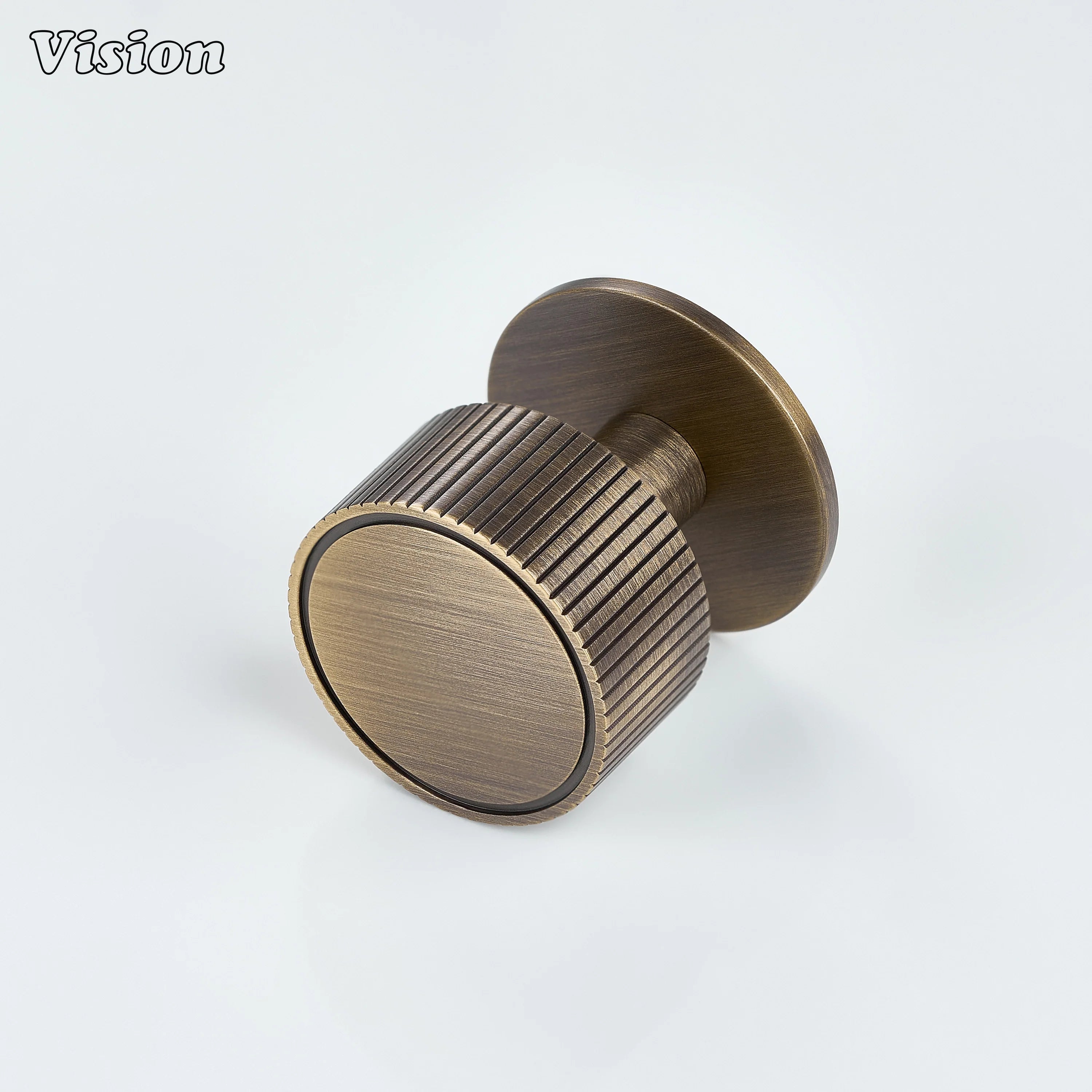 Antique Bronze cabinet knob with linear knurled round profile for kitchen cabinets