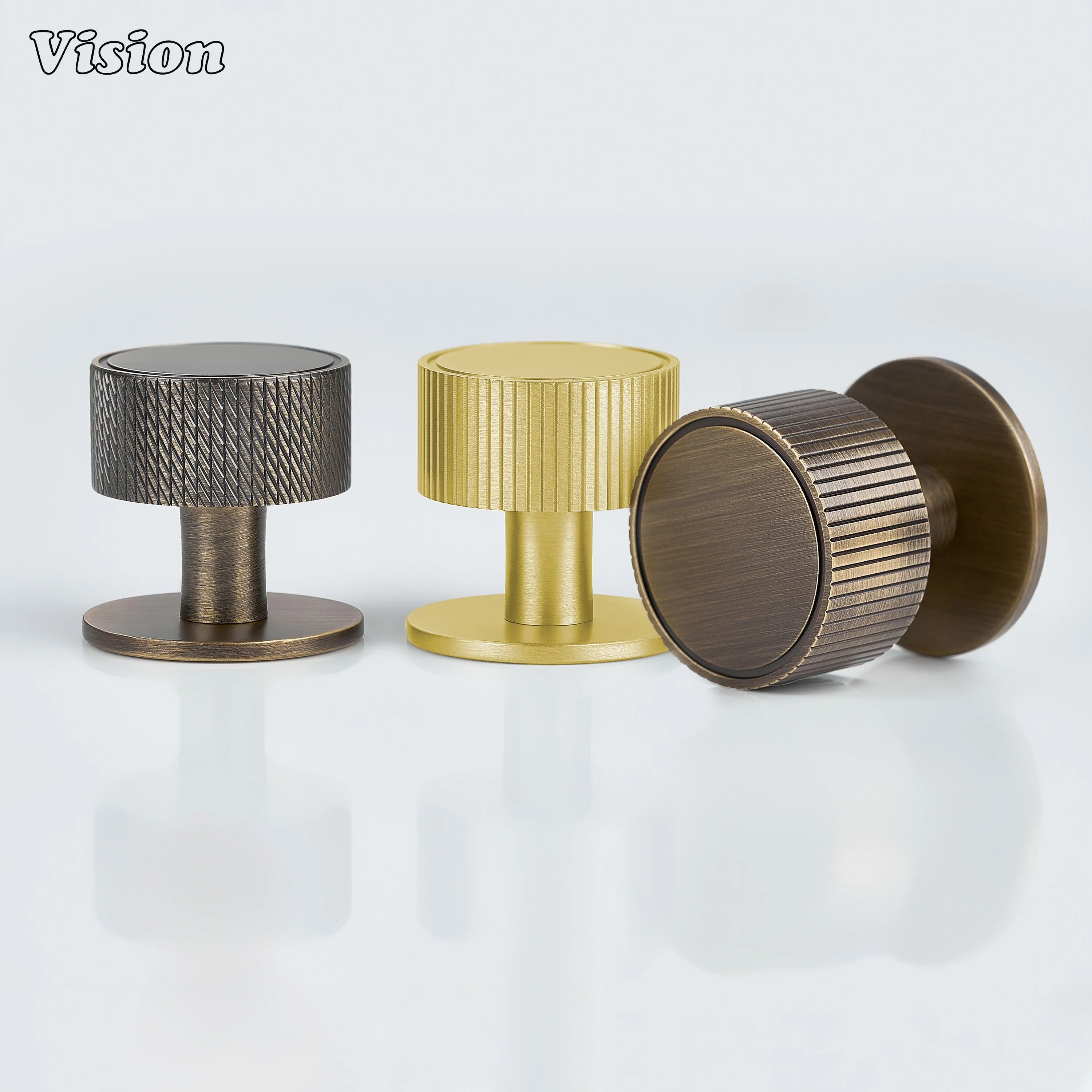Antique Bronze brass cabinet knob with round plate for wardrobe furniture