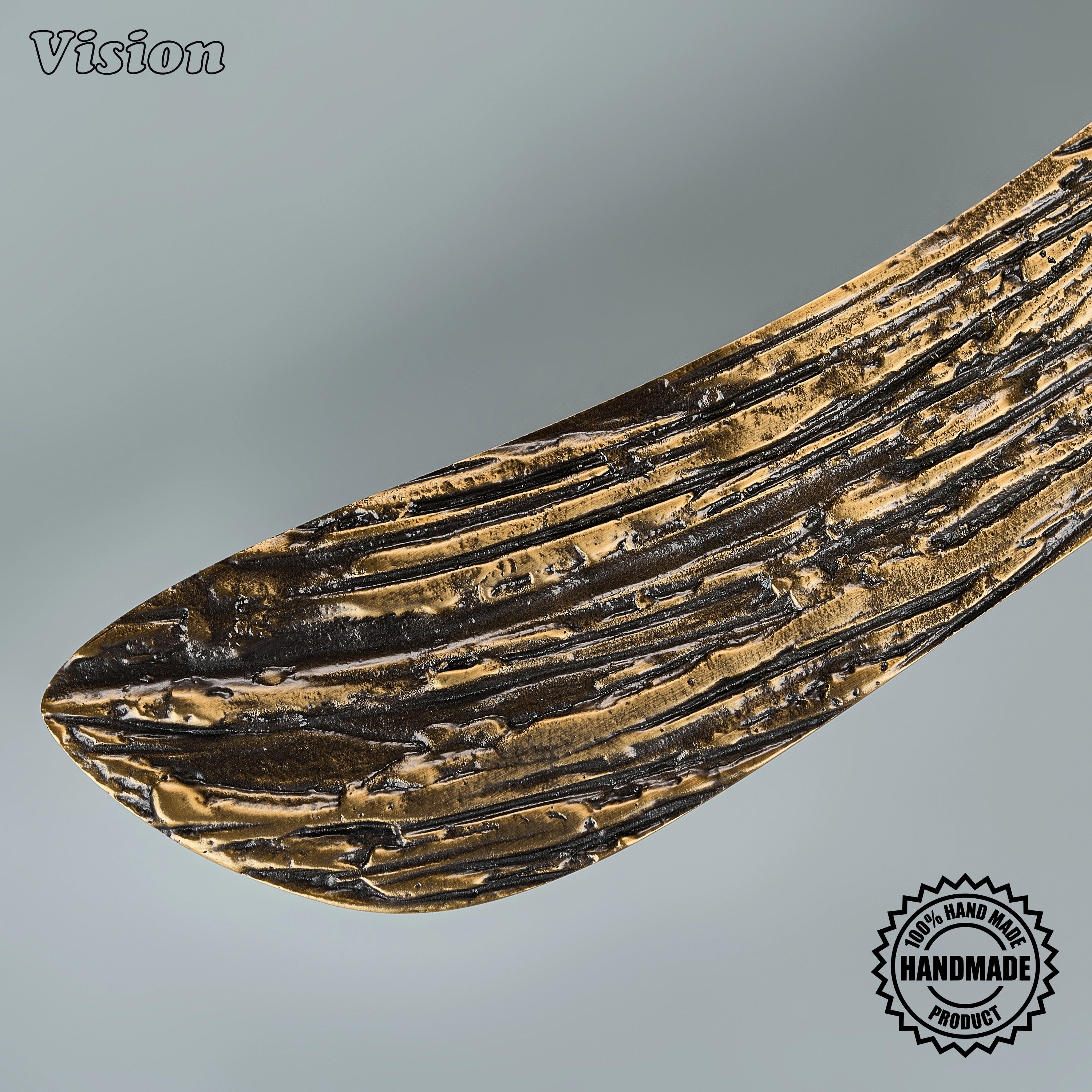 Handcrafted appliance pull in antique bronze finish featuring an earthy bar for wardrobe doors