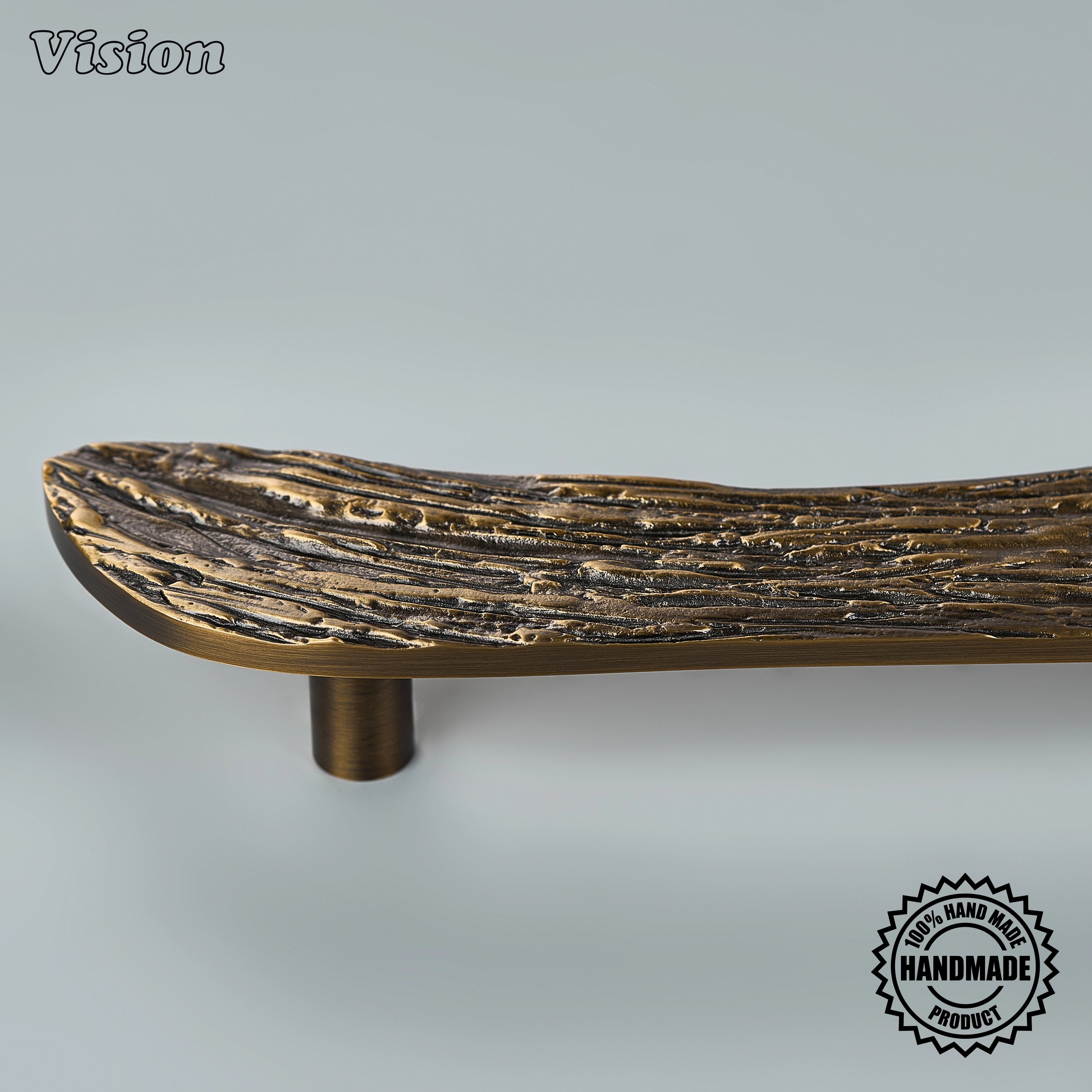 Premium antique bronze sculpted brass pull handle with round posts on integrated dishwashers