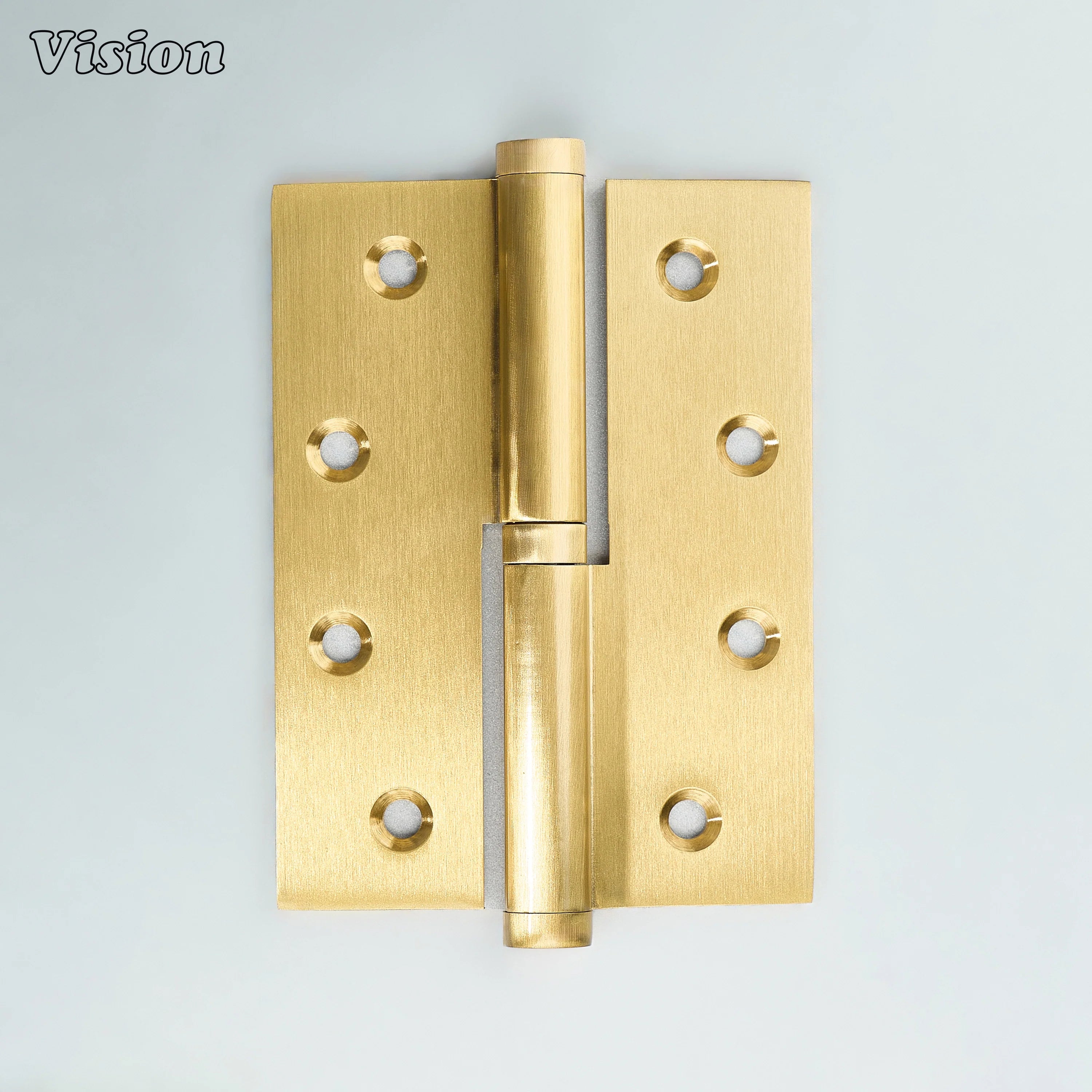 Gold rectangular lift-off brass hinge with loose joint design for easy door removal
