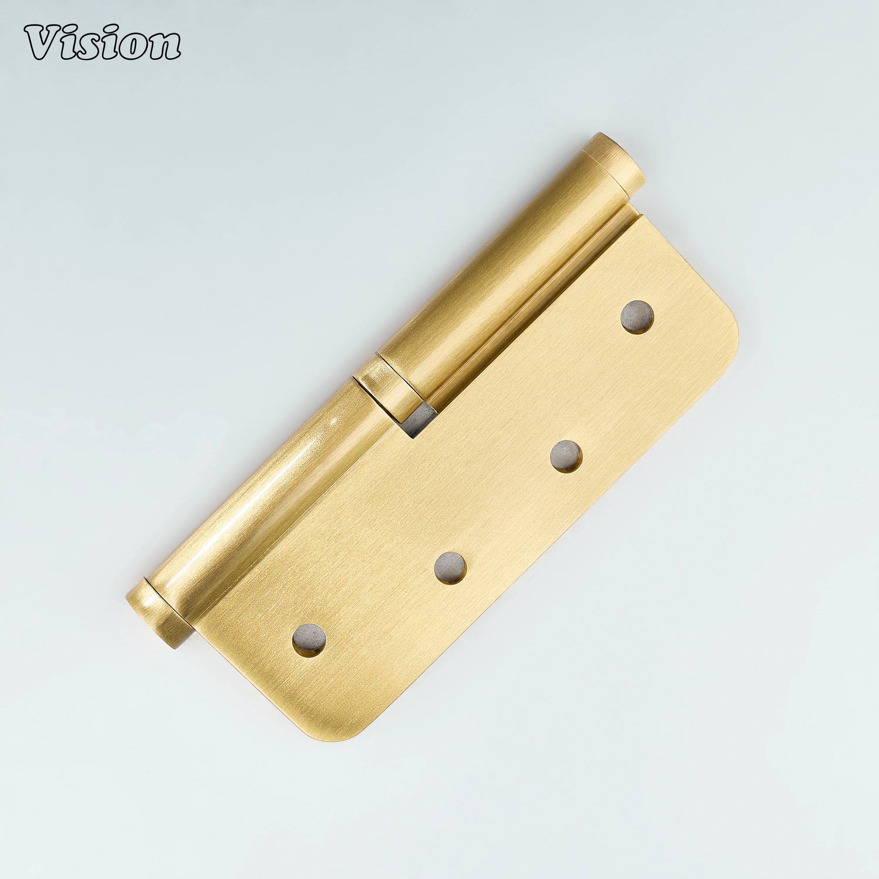 Rounded corner gold lift-off hinge in solid brass for maintenance-friendly door installations