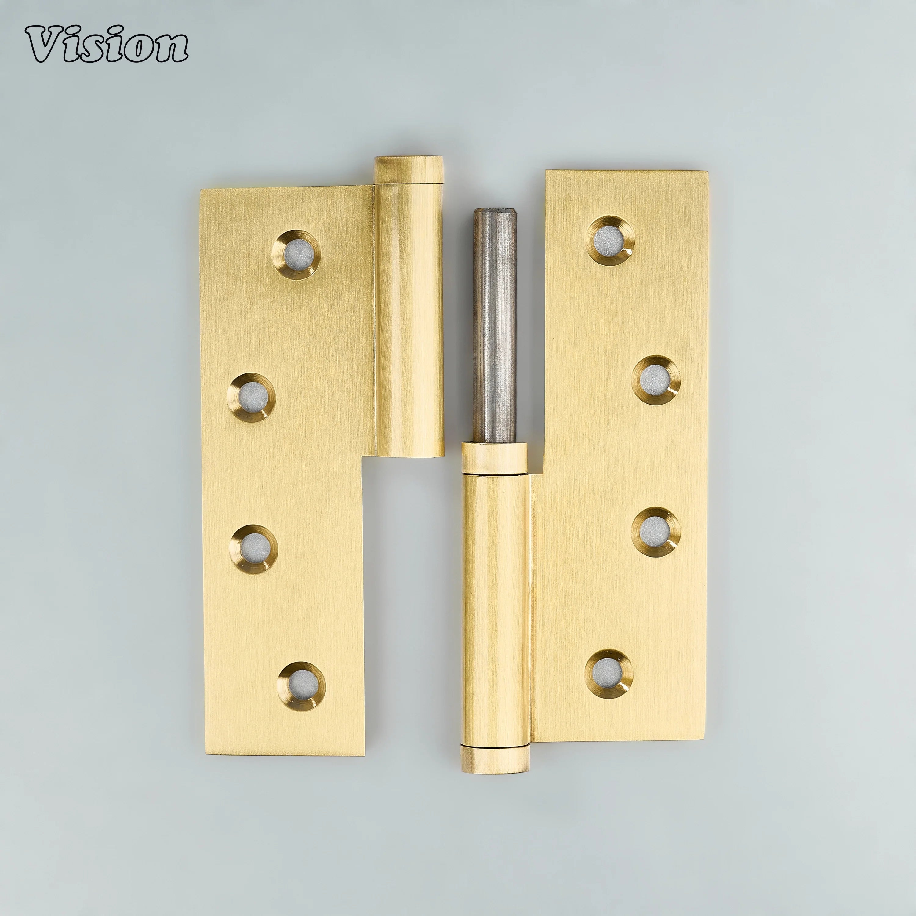 Gold detachable brass door hinge with sharp corners for contemporary interiors