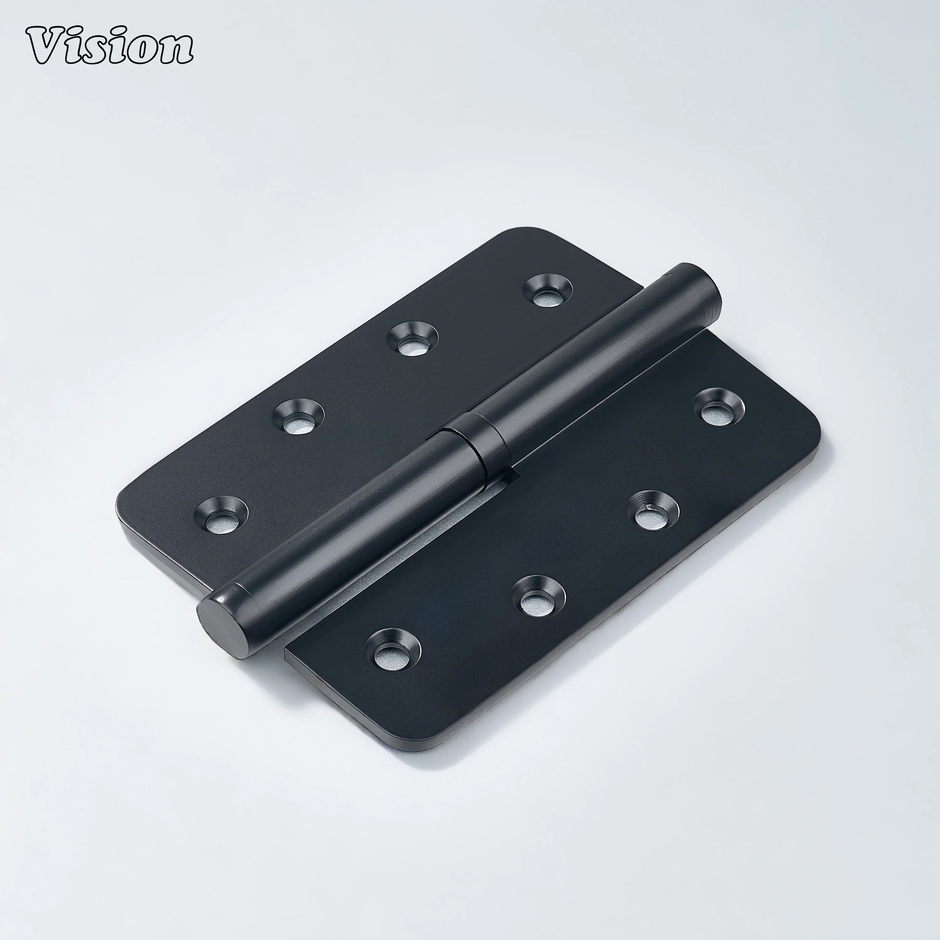 Black lift-off rounded brass door hinge for modern interior doors and furniture