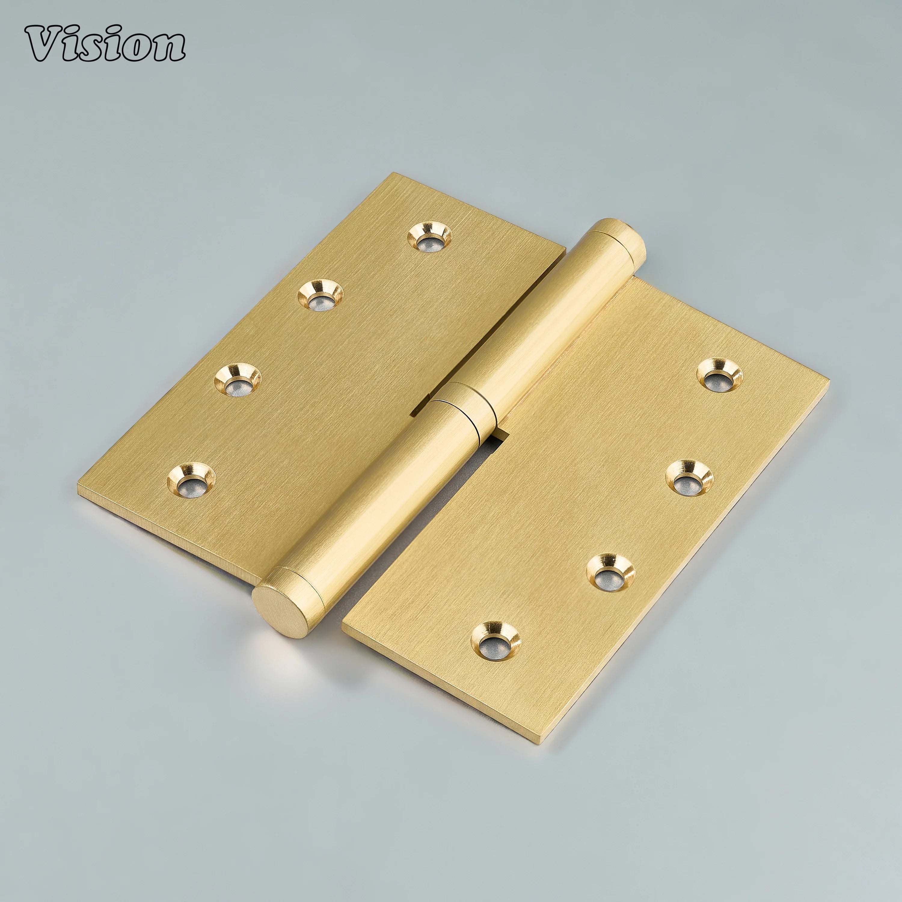 Plain square brass door hinge in Gold finish with lift-off design for interior wooden doors and furniture panels