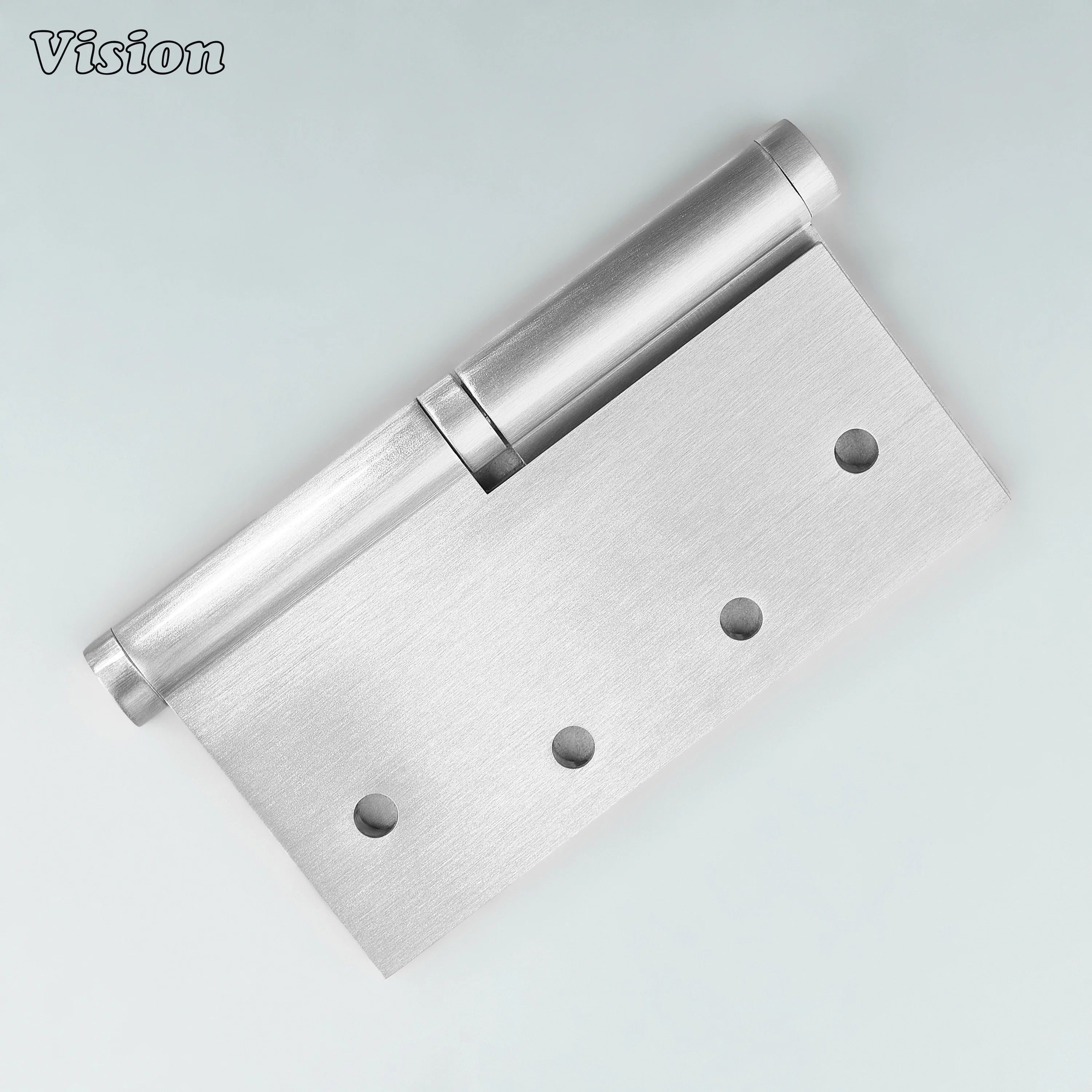 Silver brass door hinge featuring square corners and lift-off construction