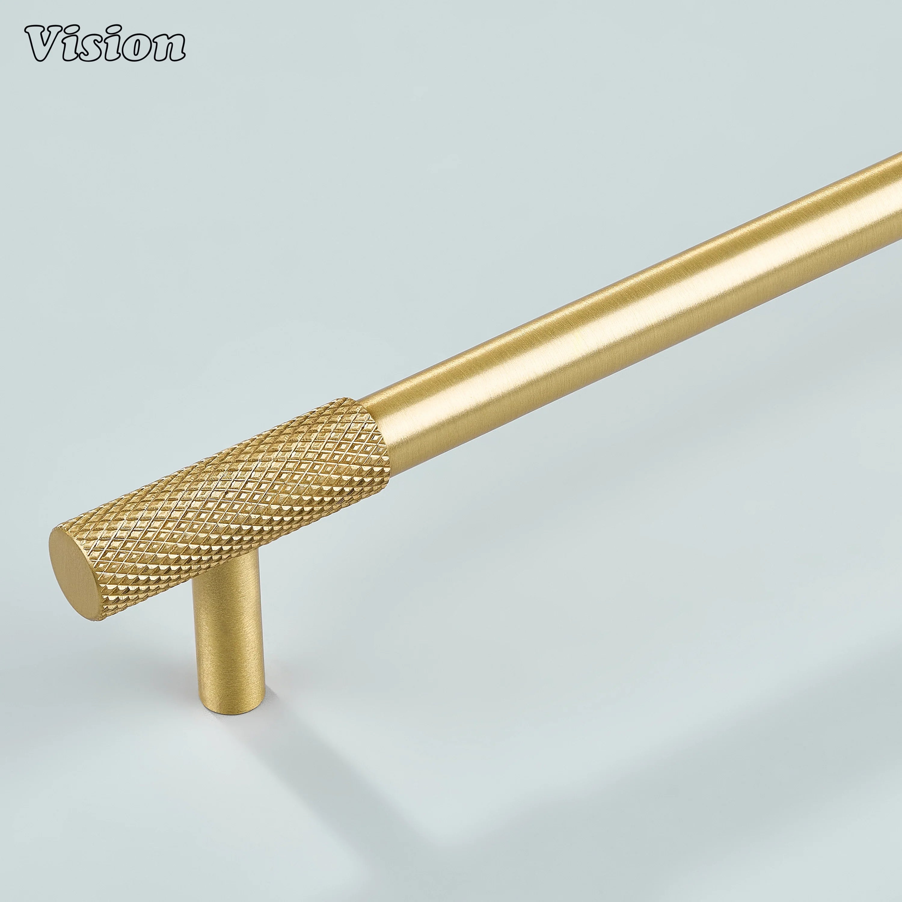 Gold Arion Knurled Cabinet Handle on white background