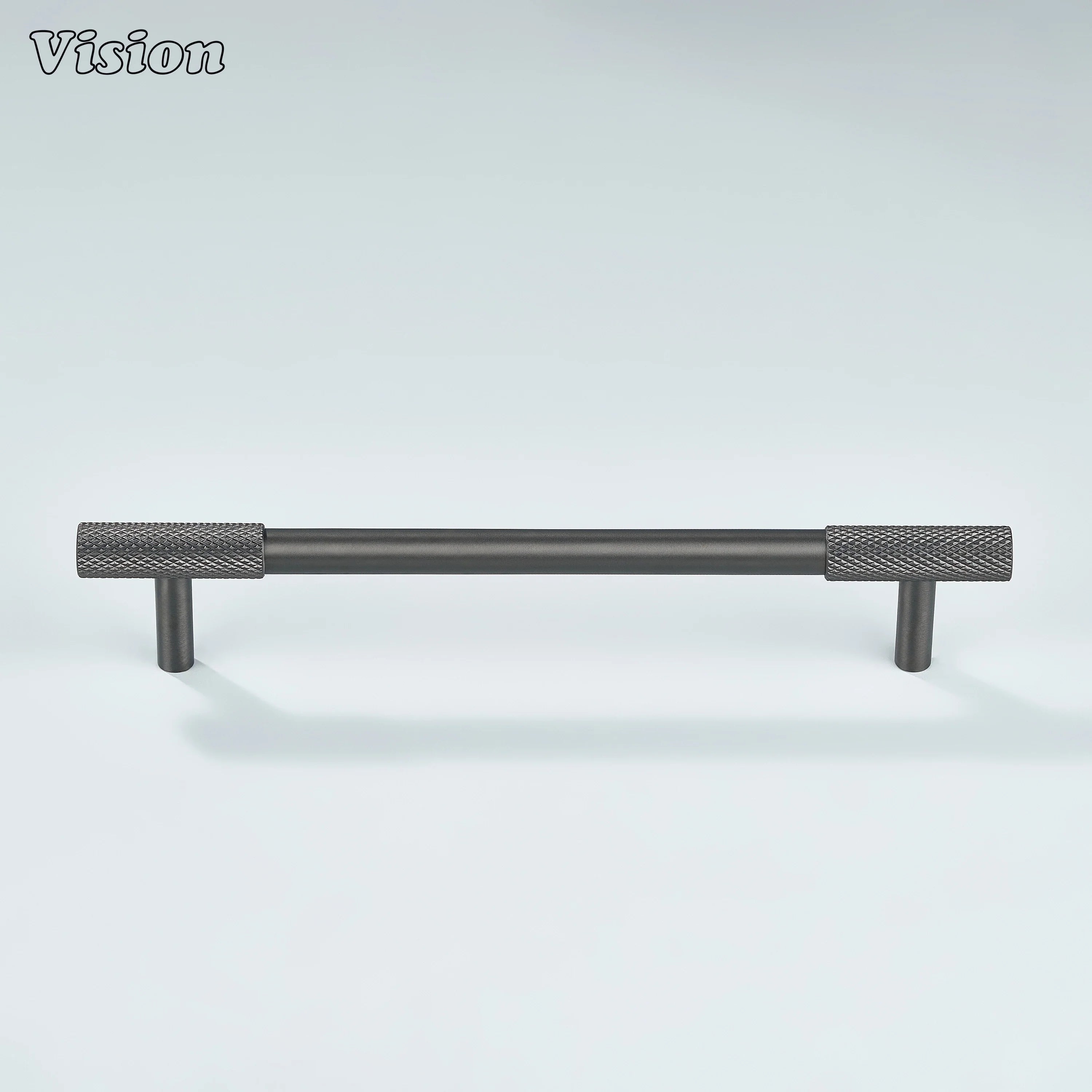 Modern Gunmetal knurled handle front view