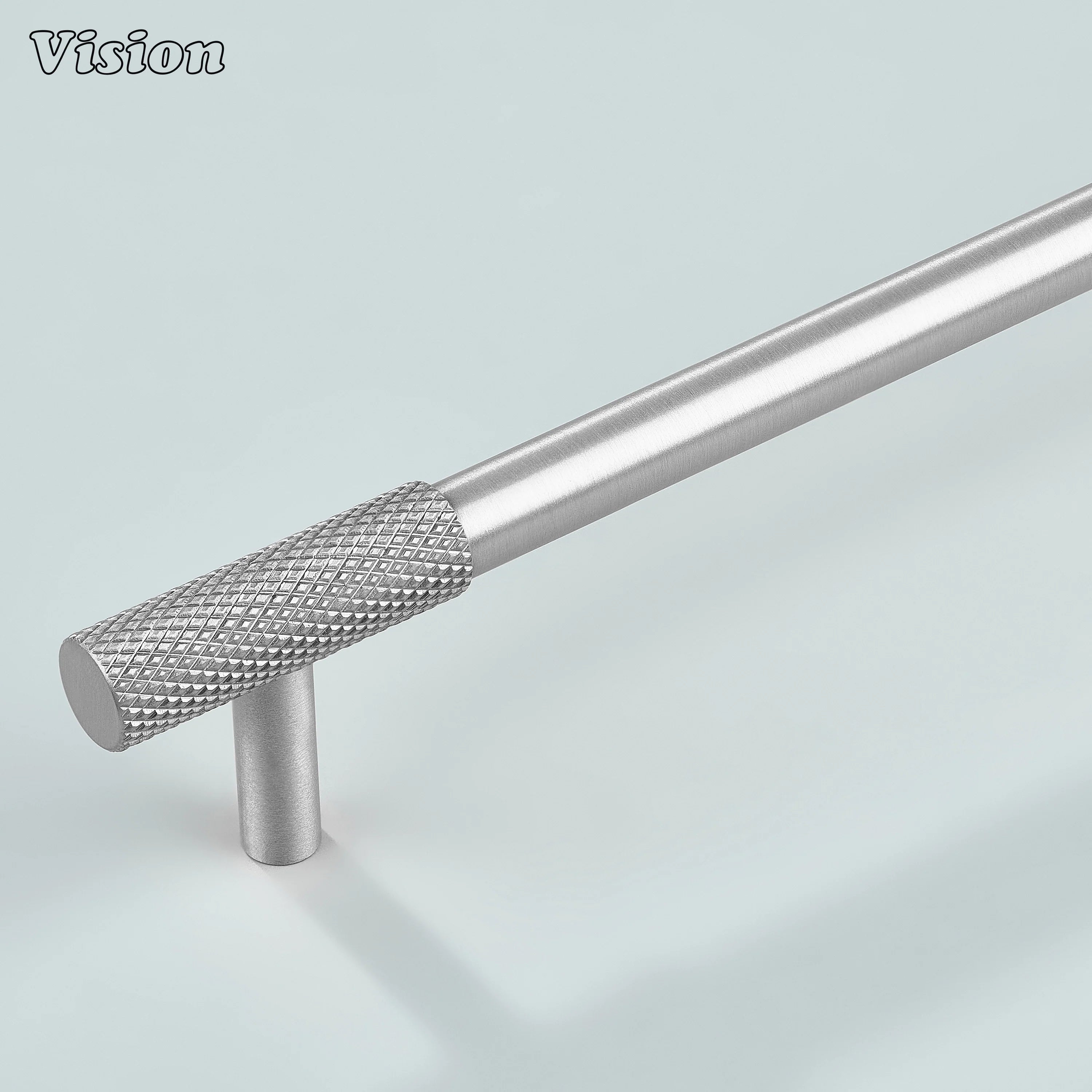Silver Arion Knurled Cabinet Handle on white background