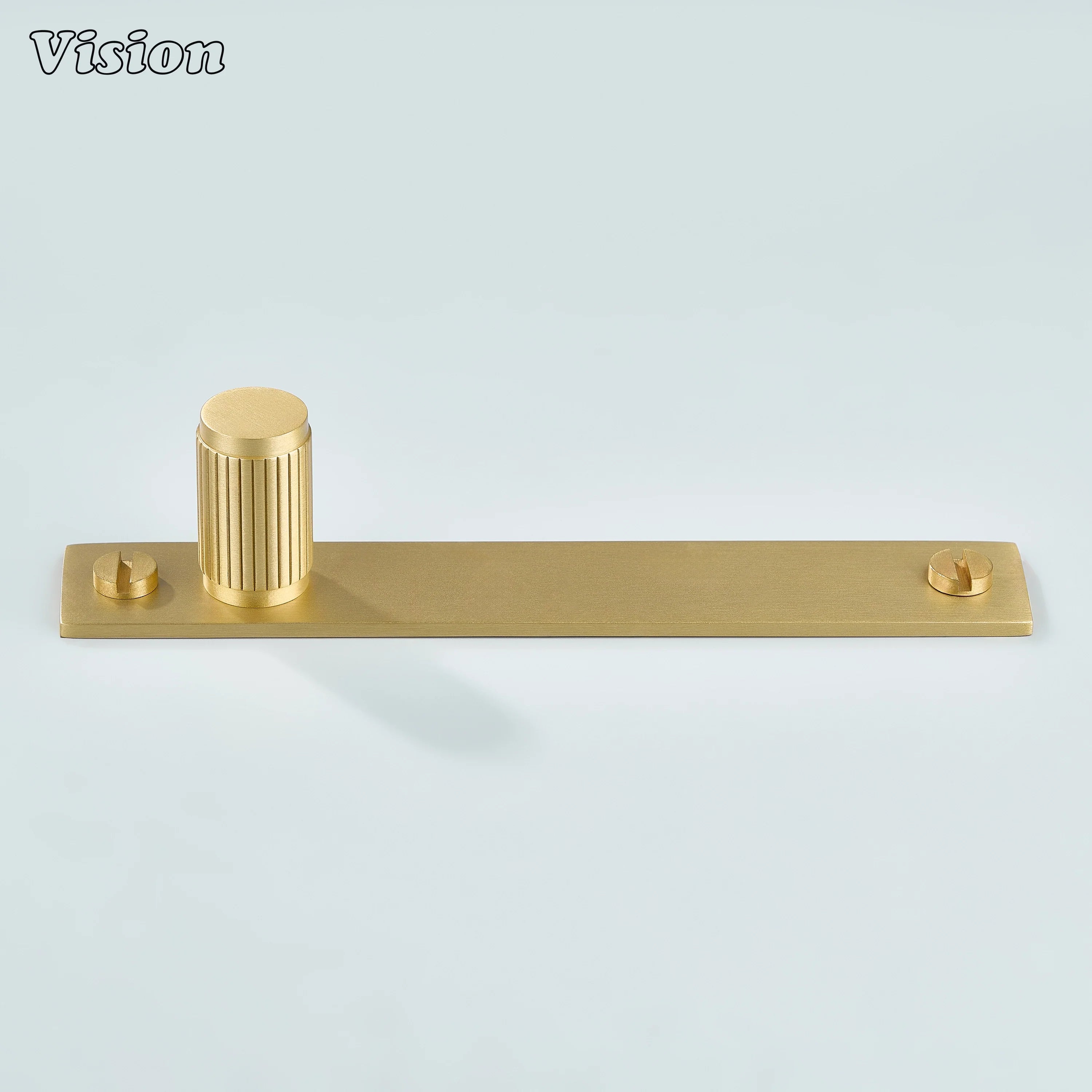 Modern Gold linear knurled cabinet knob with backplate for premium furniture