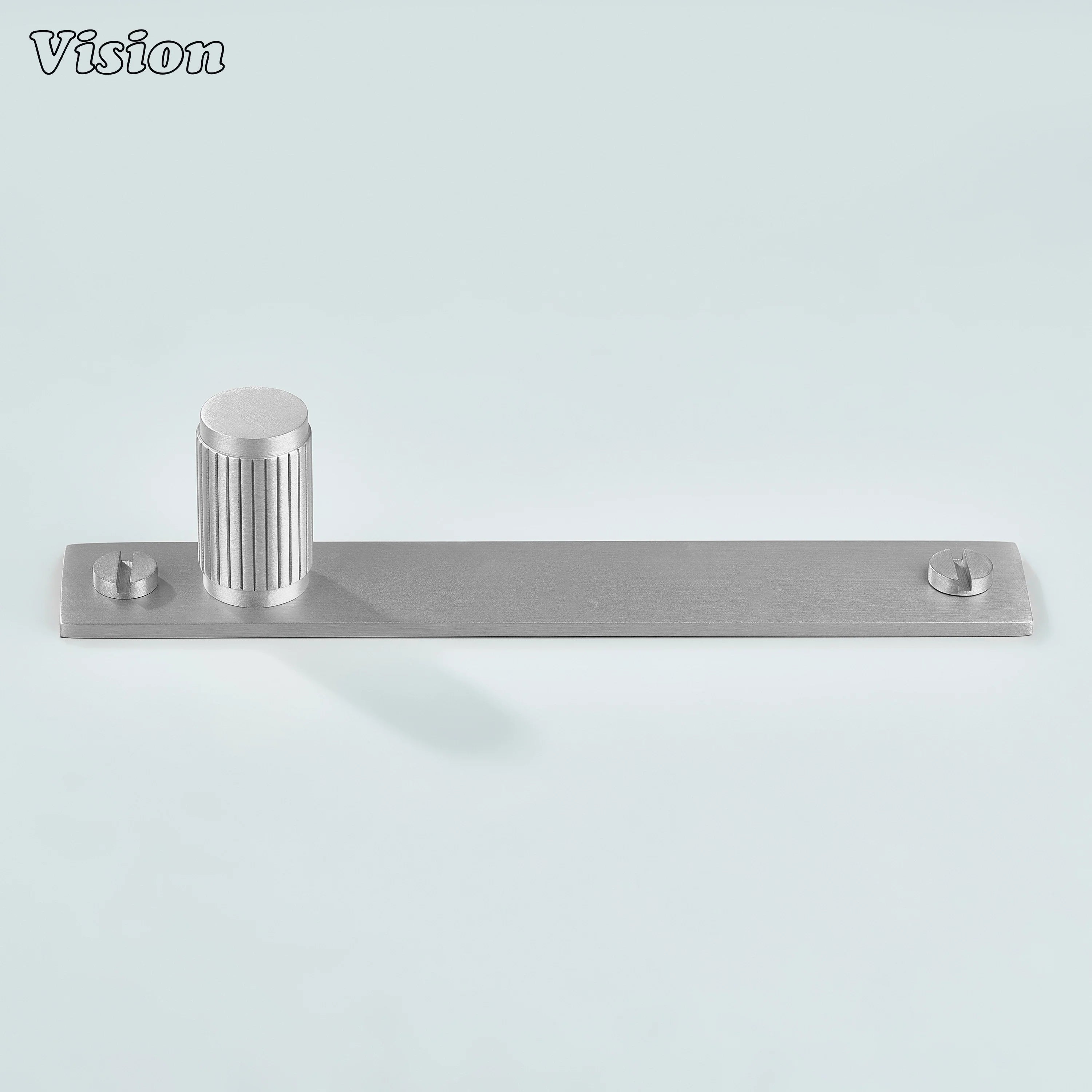 Premium Silver linear knurled cabinet knob with backplate for furniture storage