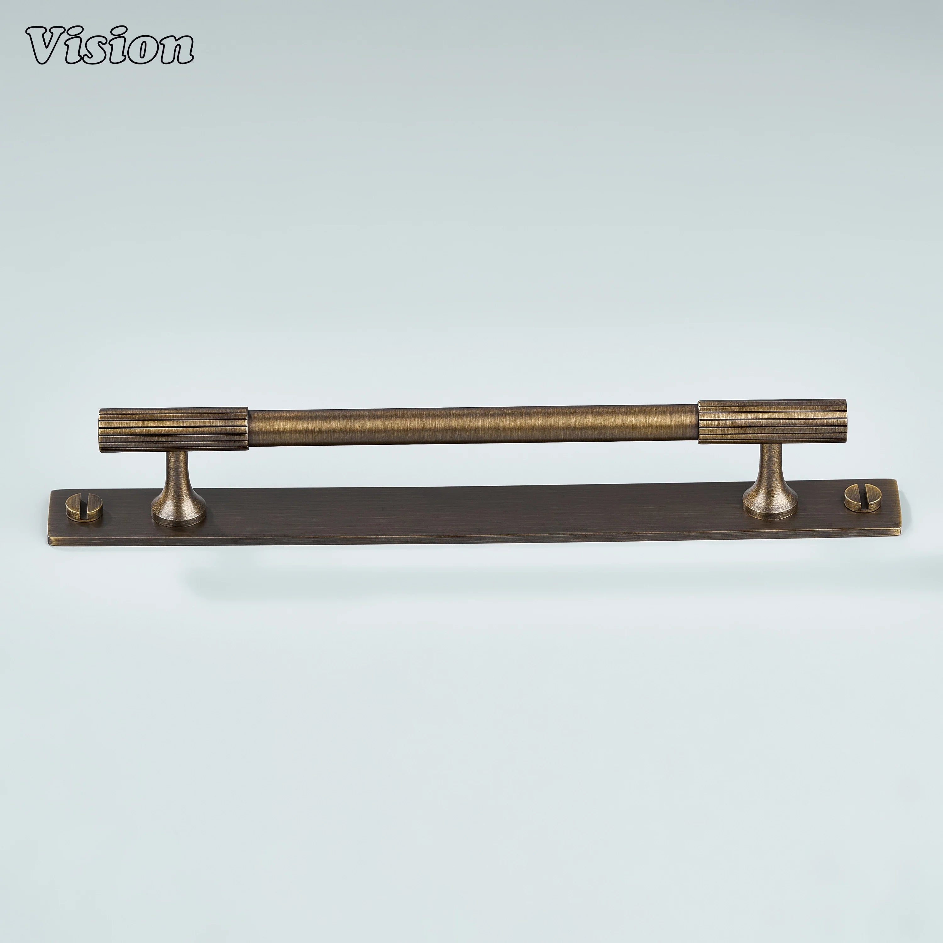 Brass Antique Bronze cabinet handle with linear detailing for furniture use