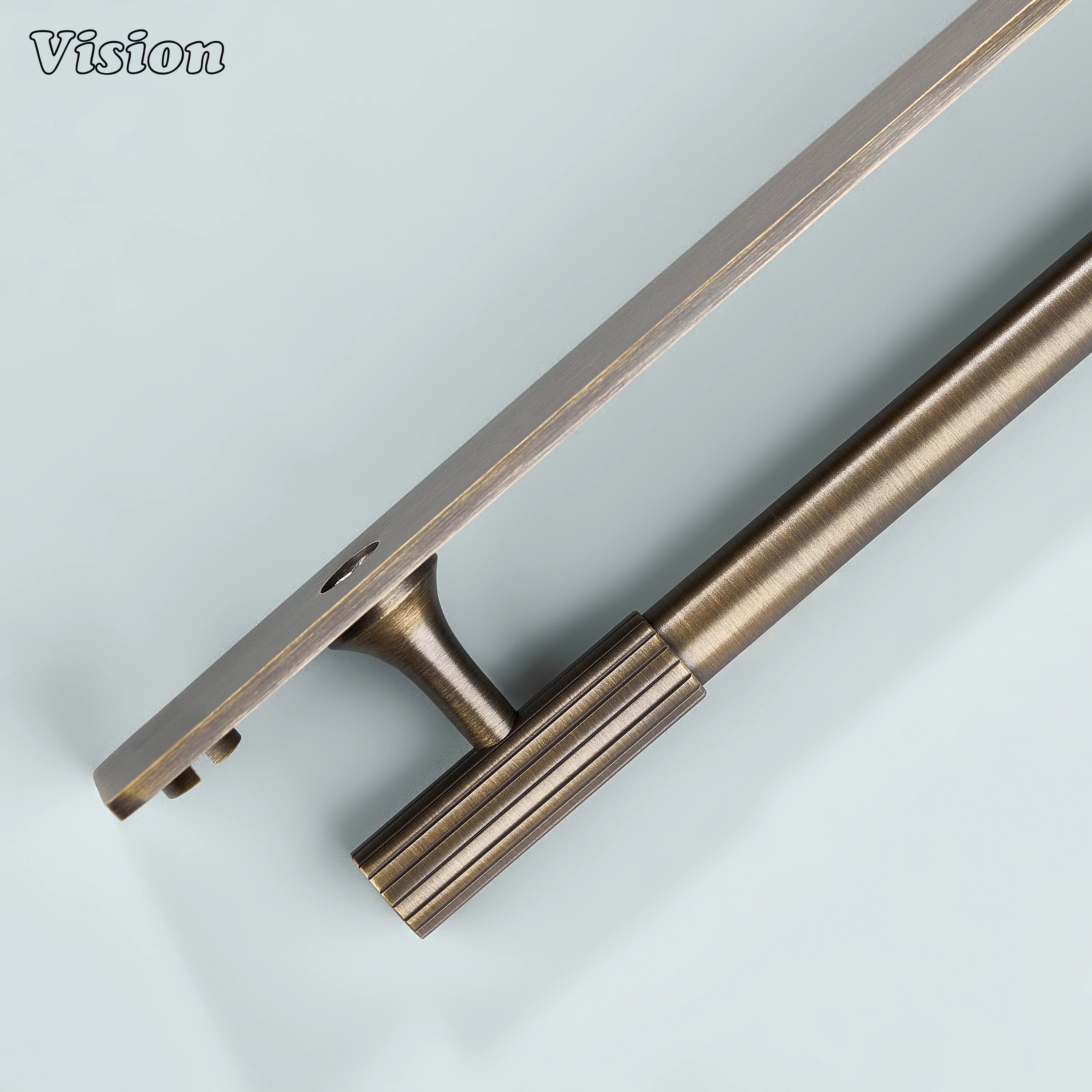 Antique Bronze cabinet handle with linear profile and backplate for wardrobes