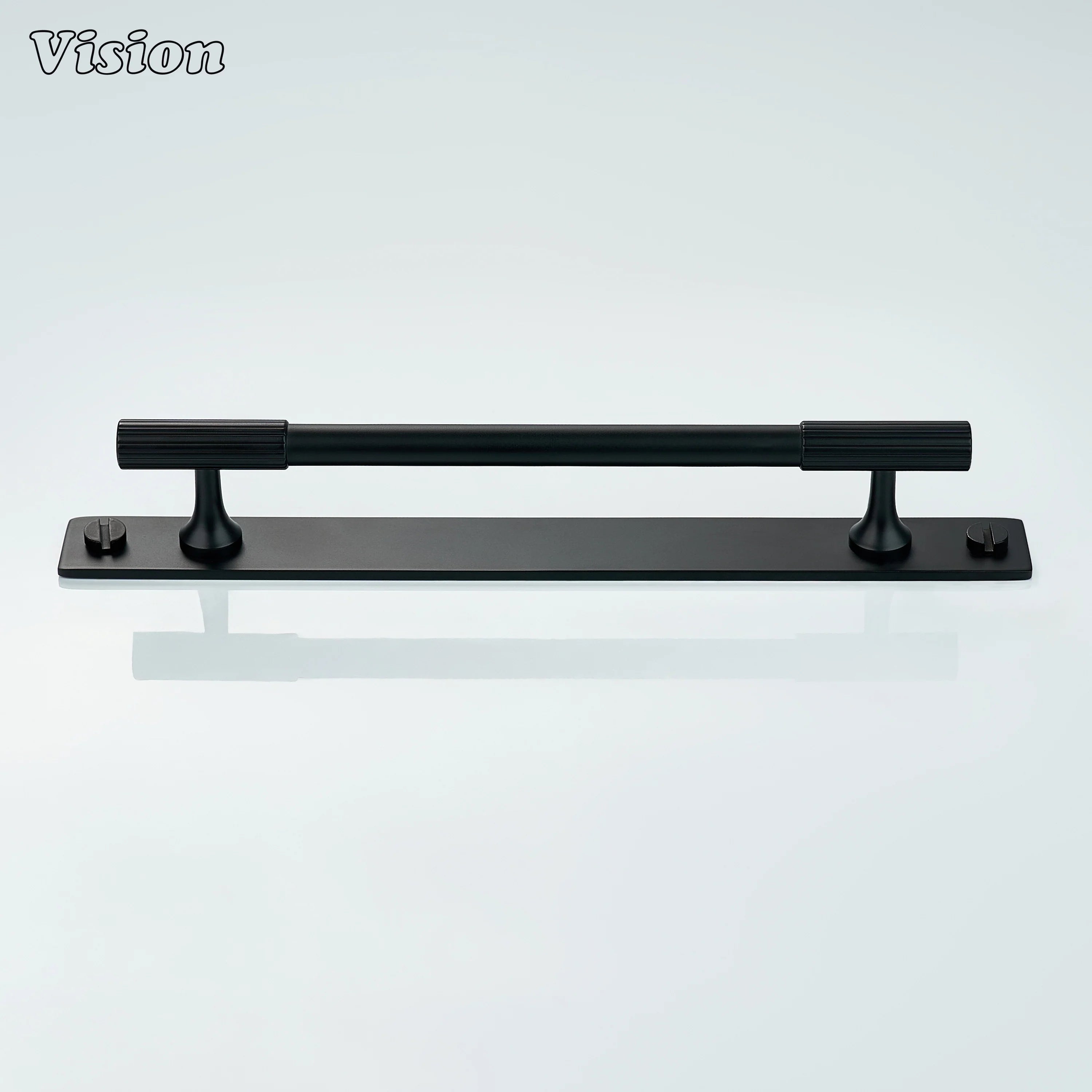 Brass Black cabinet handle with linear detailing for furniture fittings