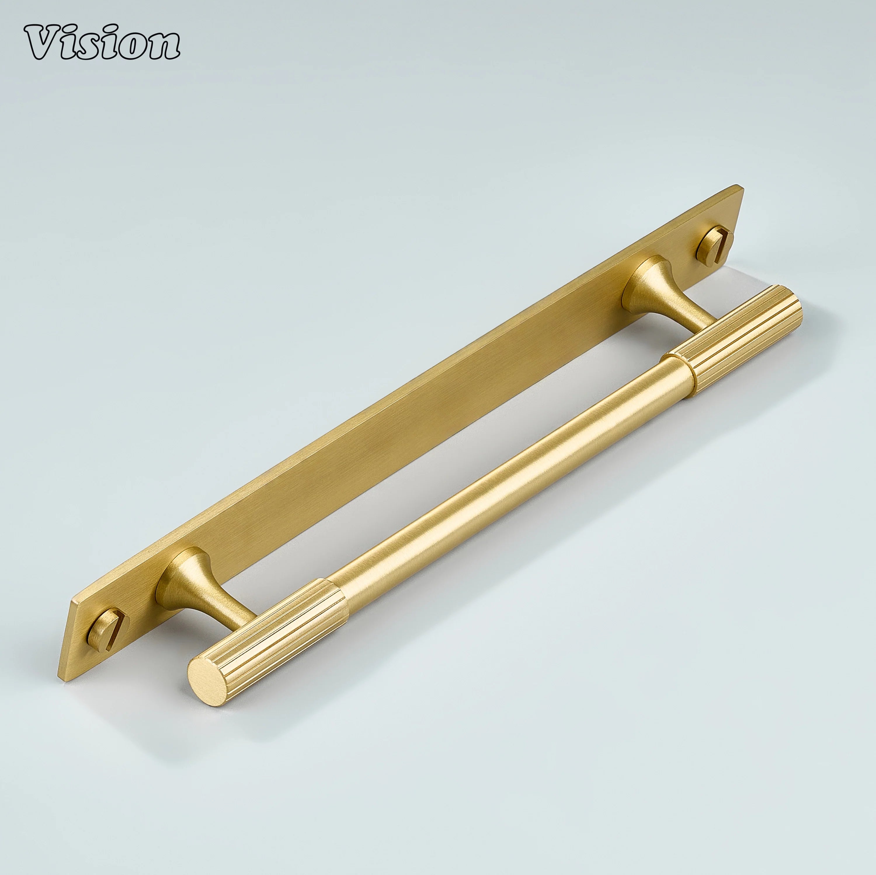 Elegant gold cabinet handle with straight bar form for kitchen storage units