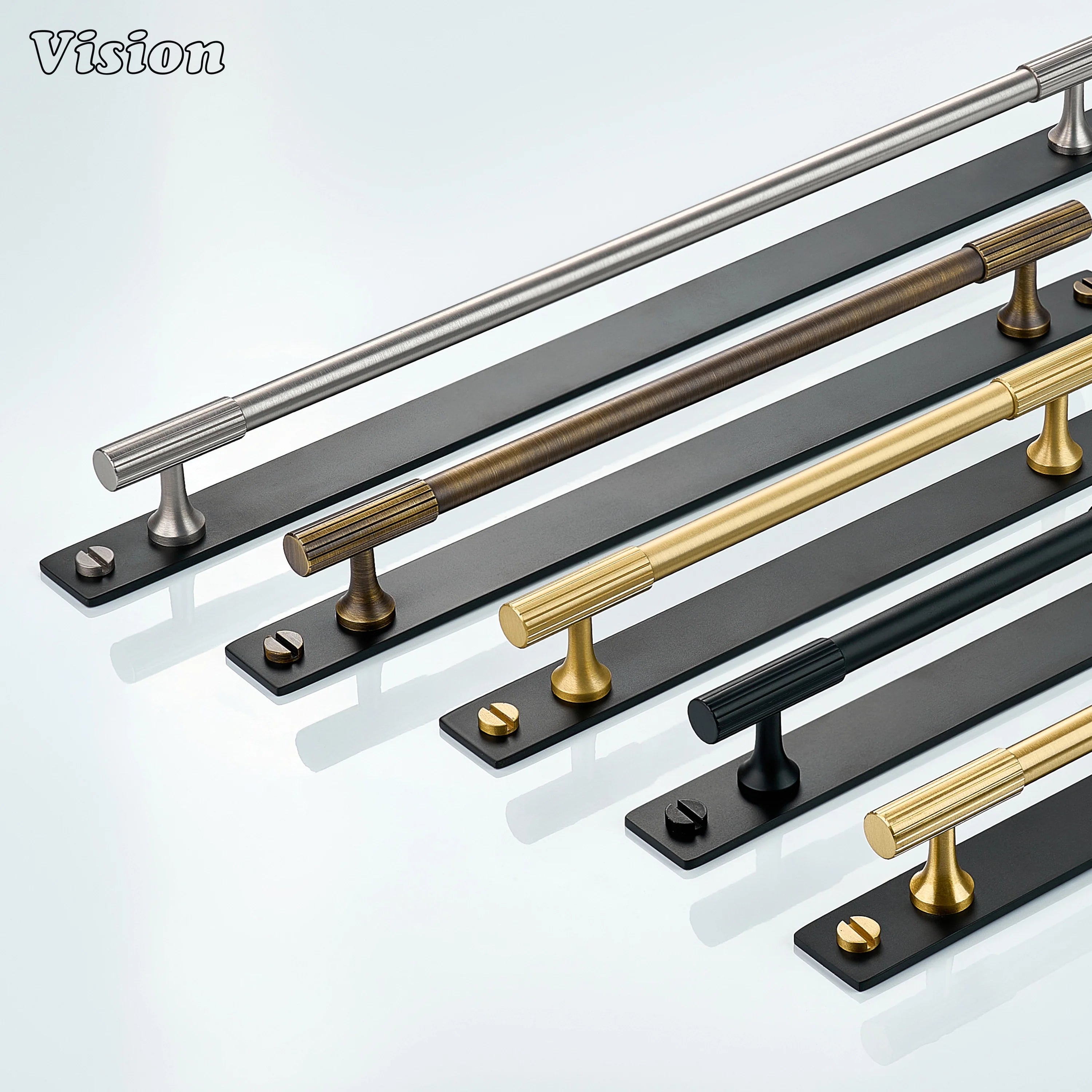 Silver and Black cabinet handle with slim bar design for drawers