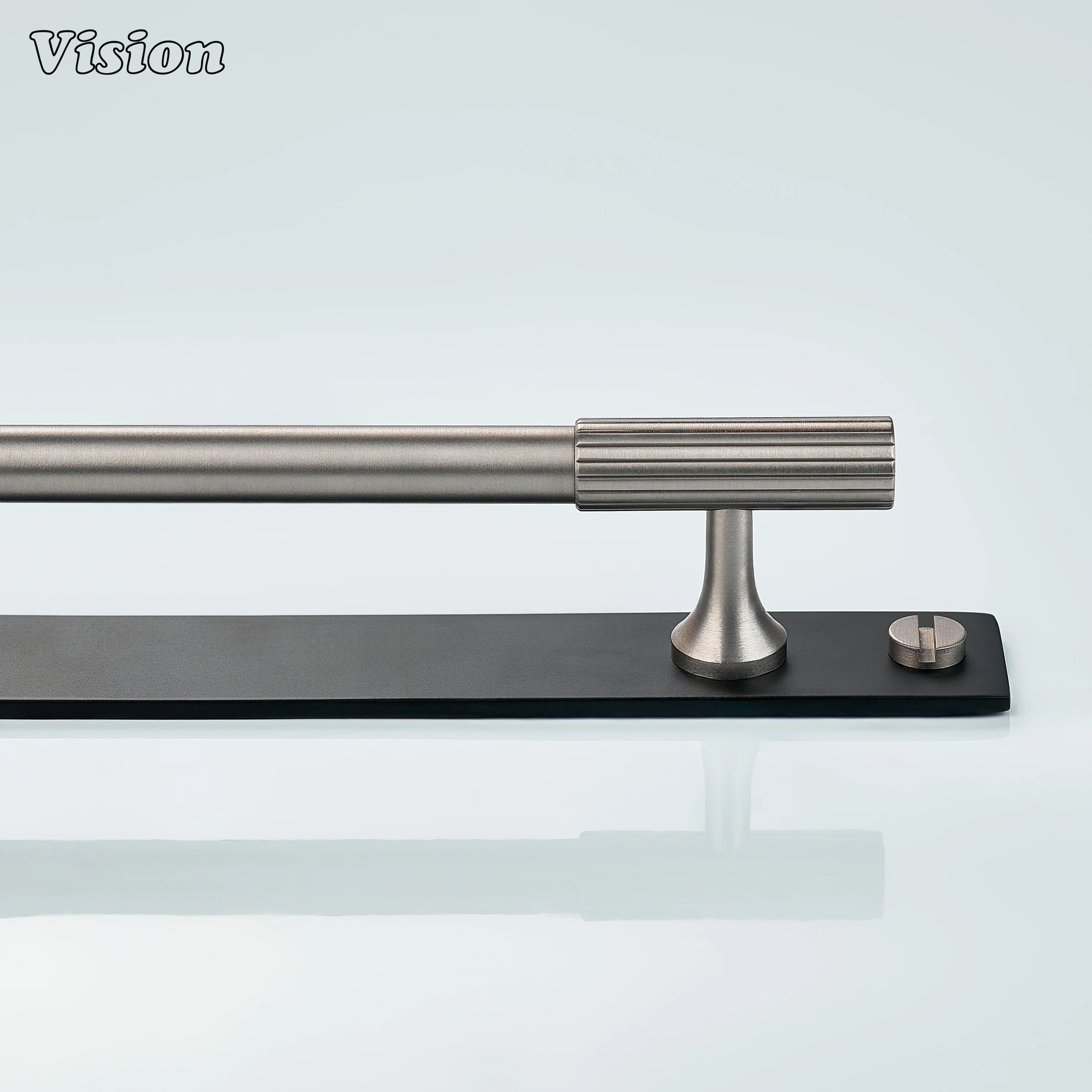 Silver and Black brass cabinet handle with bar design for cabinets