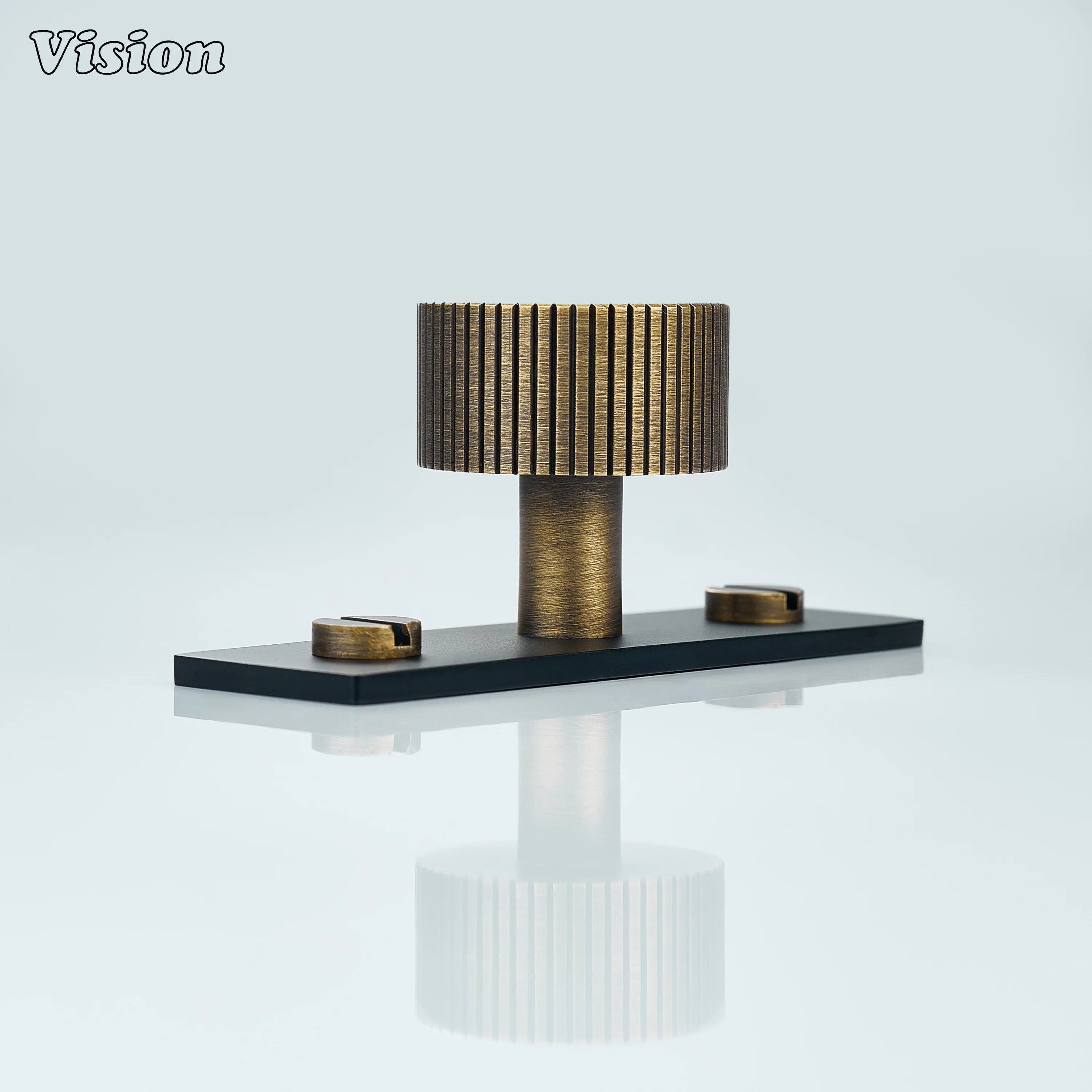 Aris knurled brass knob antique bronze black backplate