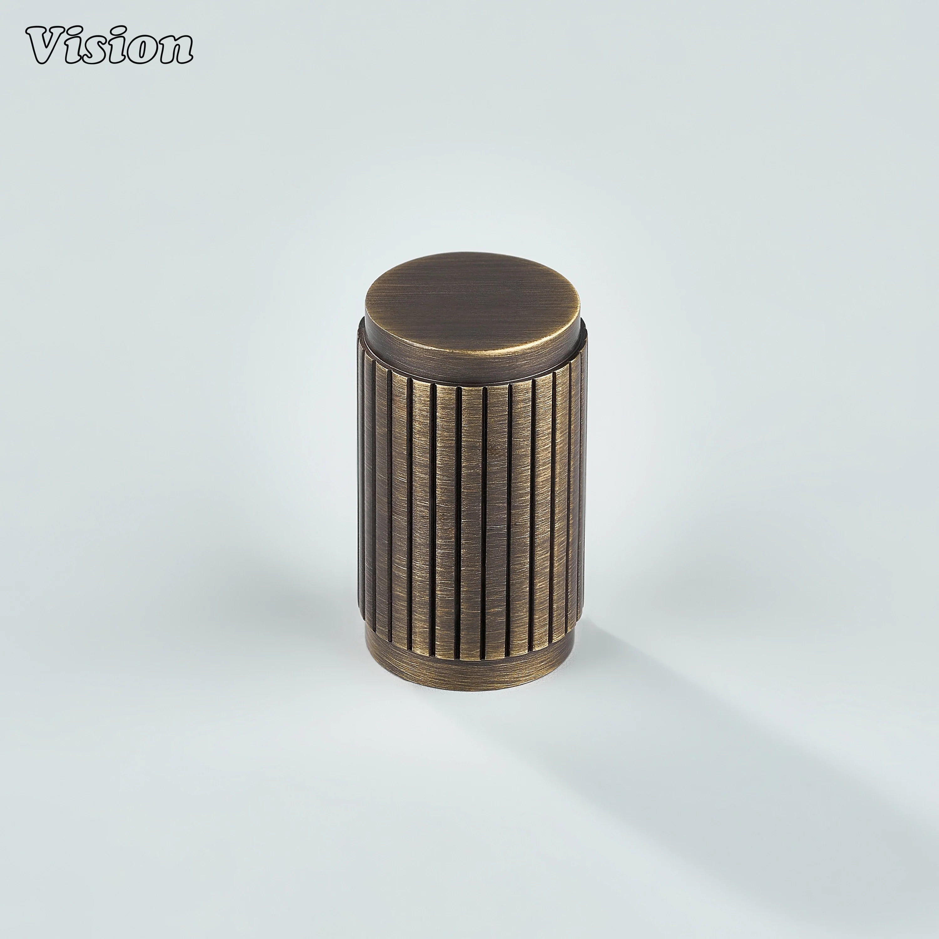 Linear knurled Antique Bronze cabinet knob in solid brass for wardrobe furniture